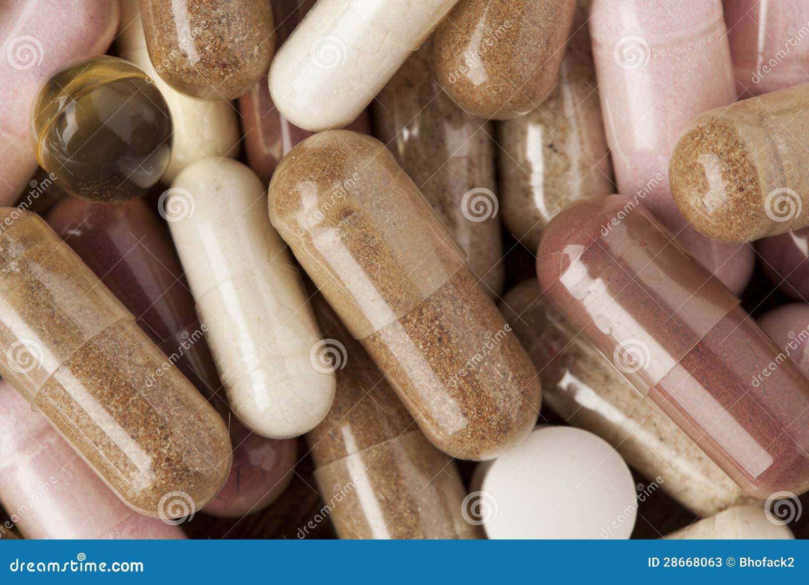 Variety of Drugs, Pills, Supplements, and Medication Stock Image