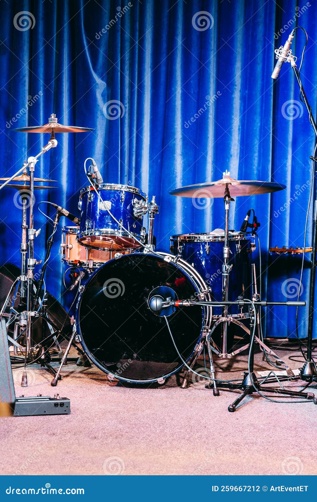 Variety Drum Set on the Scene of Night Club Stock Photo Image of hall