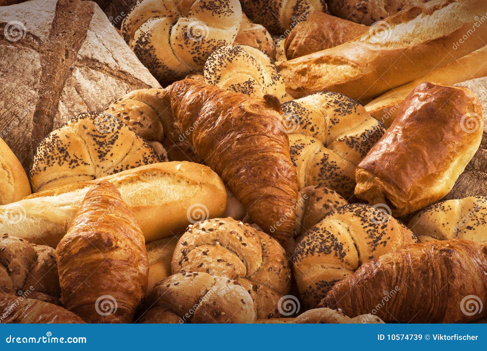 variety of fresh bread and pastry