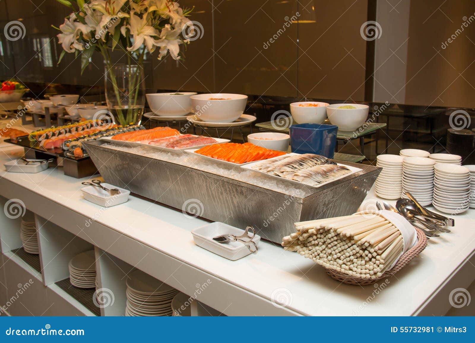 Variety of Fresh Salads on Buffet Line Stock Image Image of plate