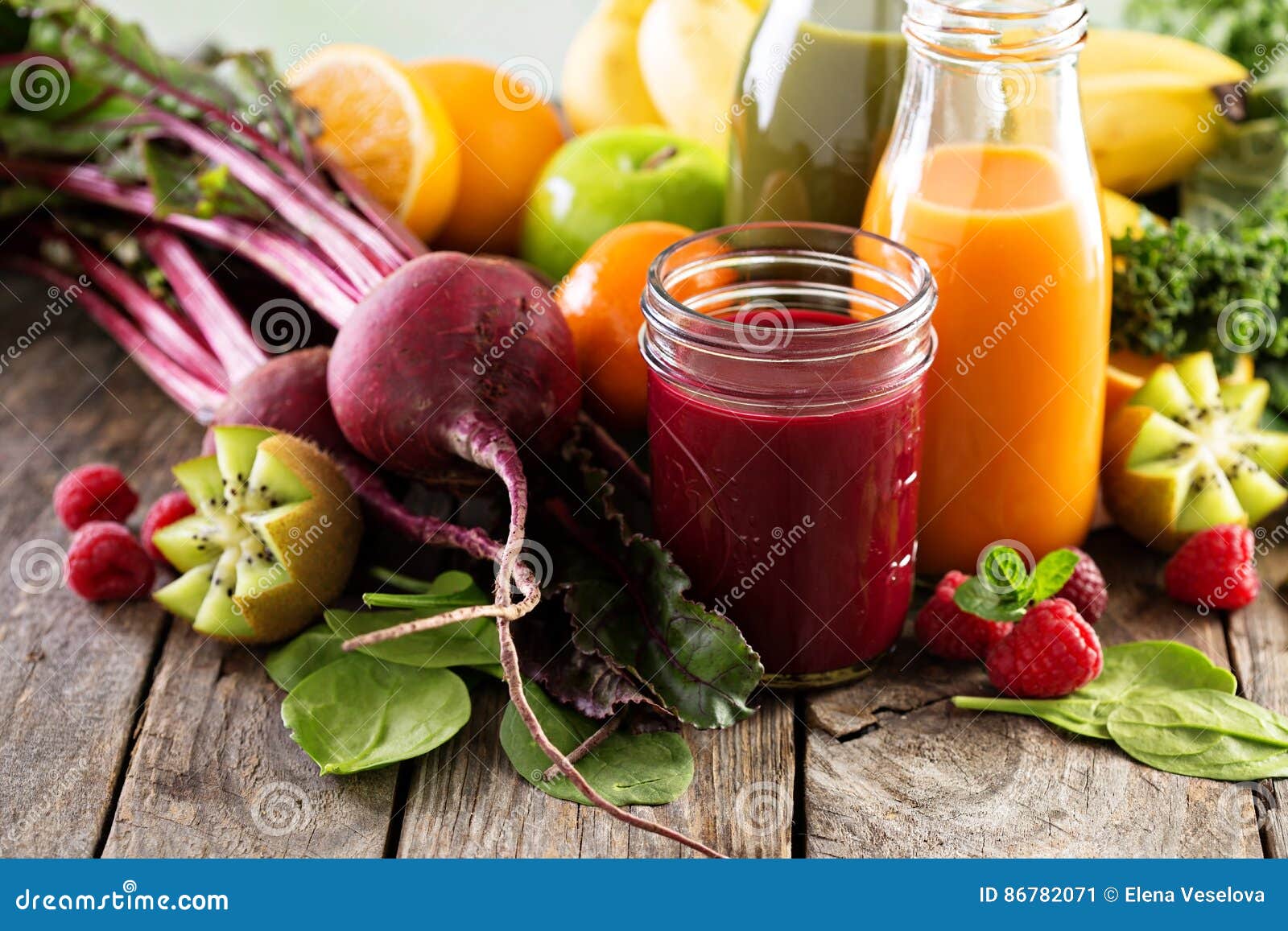 Variety of Fresh Vegetable and Fruit Juices Stock Image Image of kale