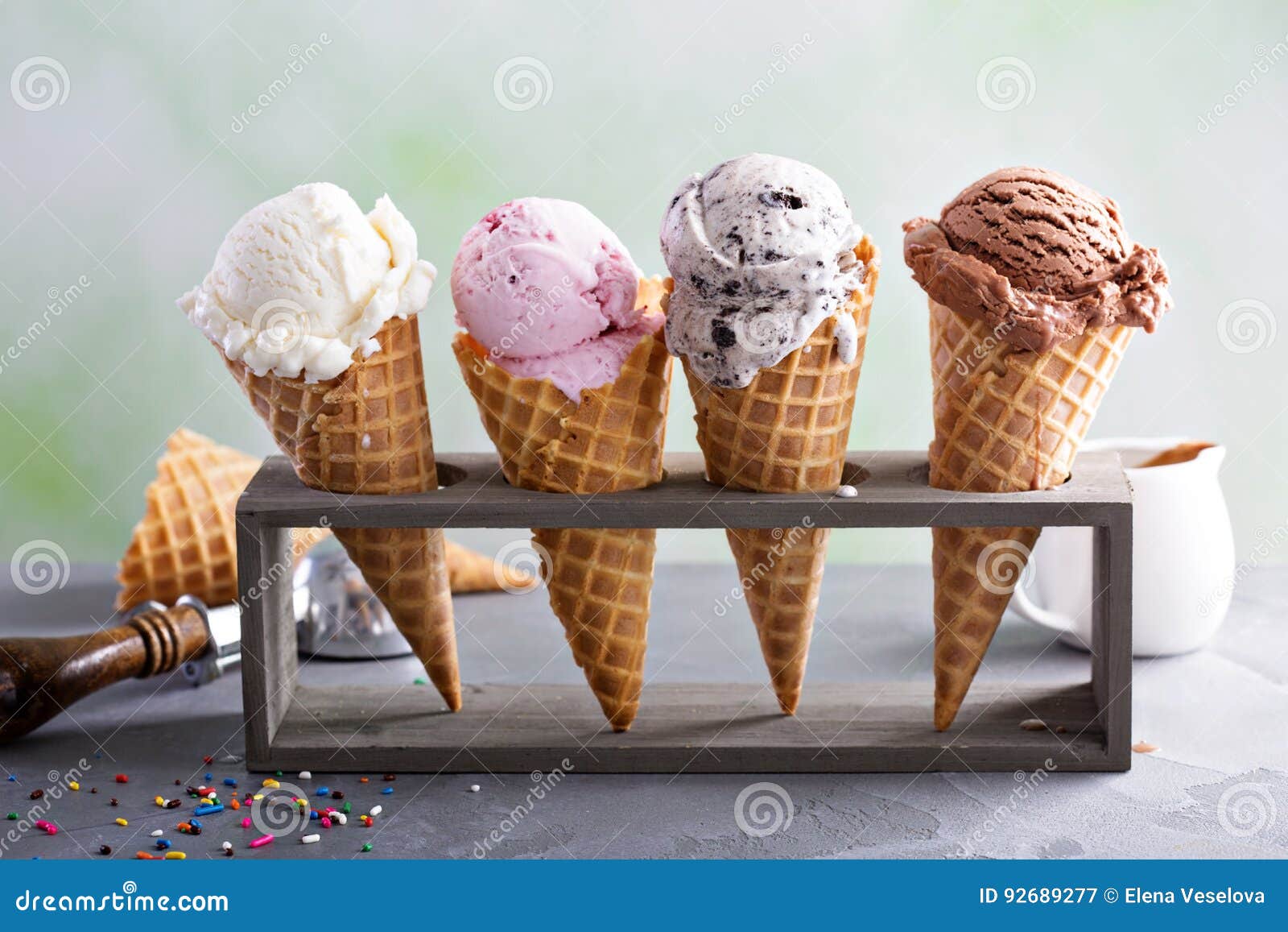 variety of ice cream cones