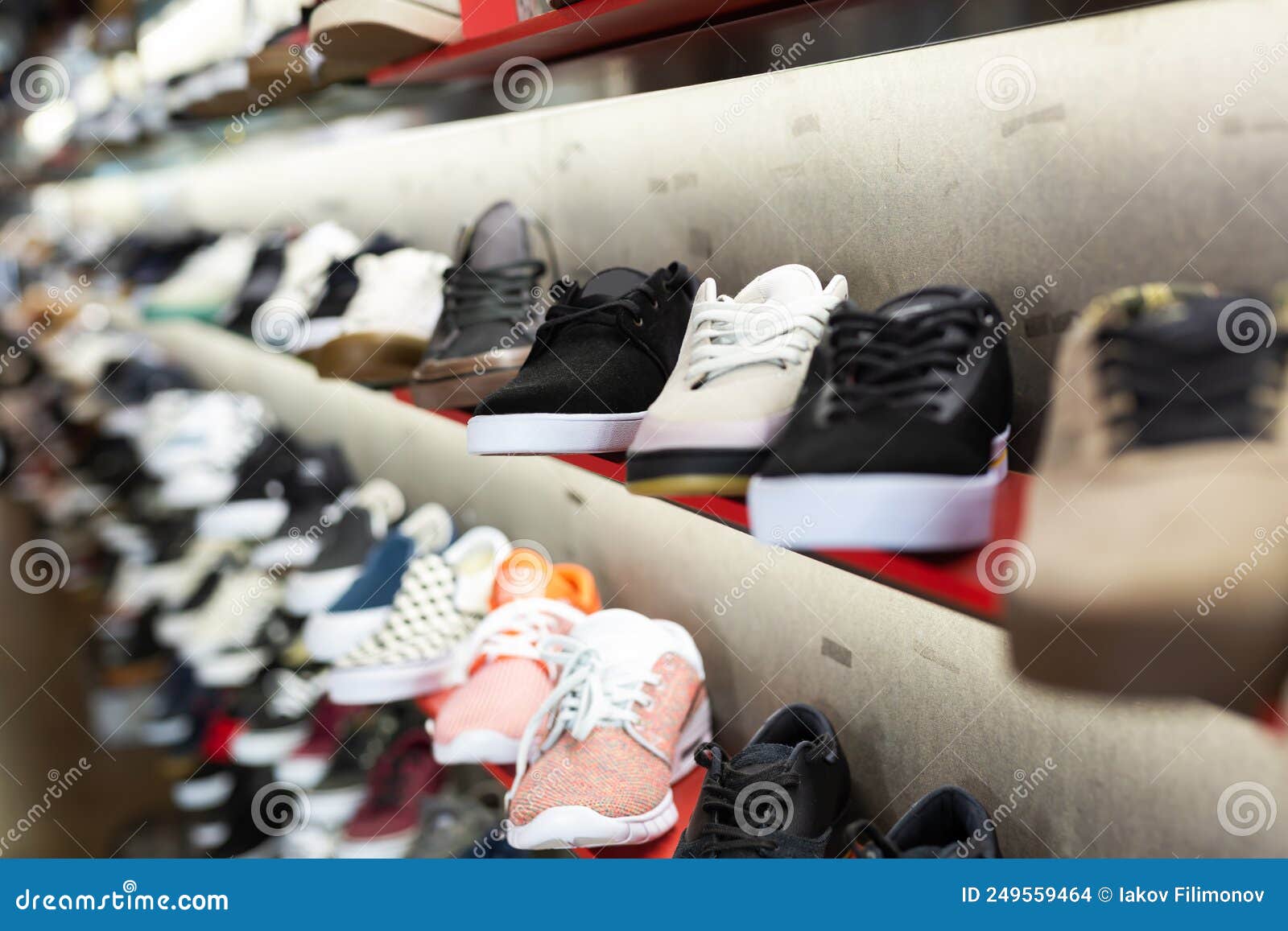 Variety of male sneakers stock photo. Image of mall - 249559464