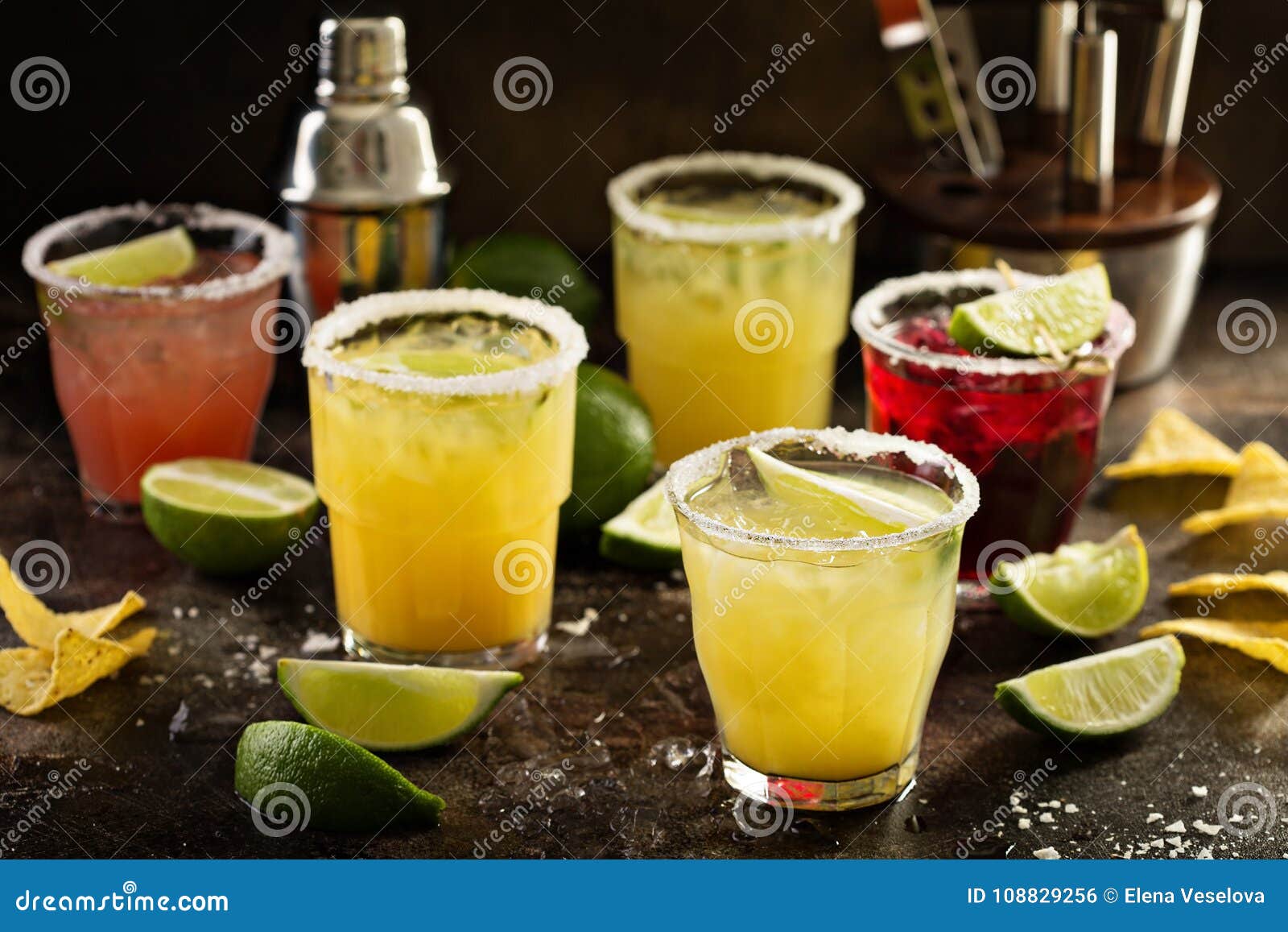 Variety of Margarita Cocktails Stock Photo - Image of drink, mixed ...