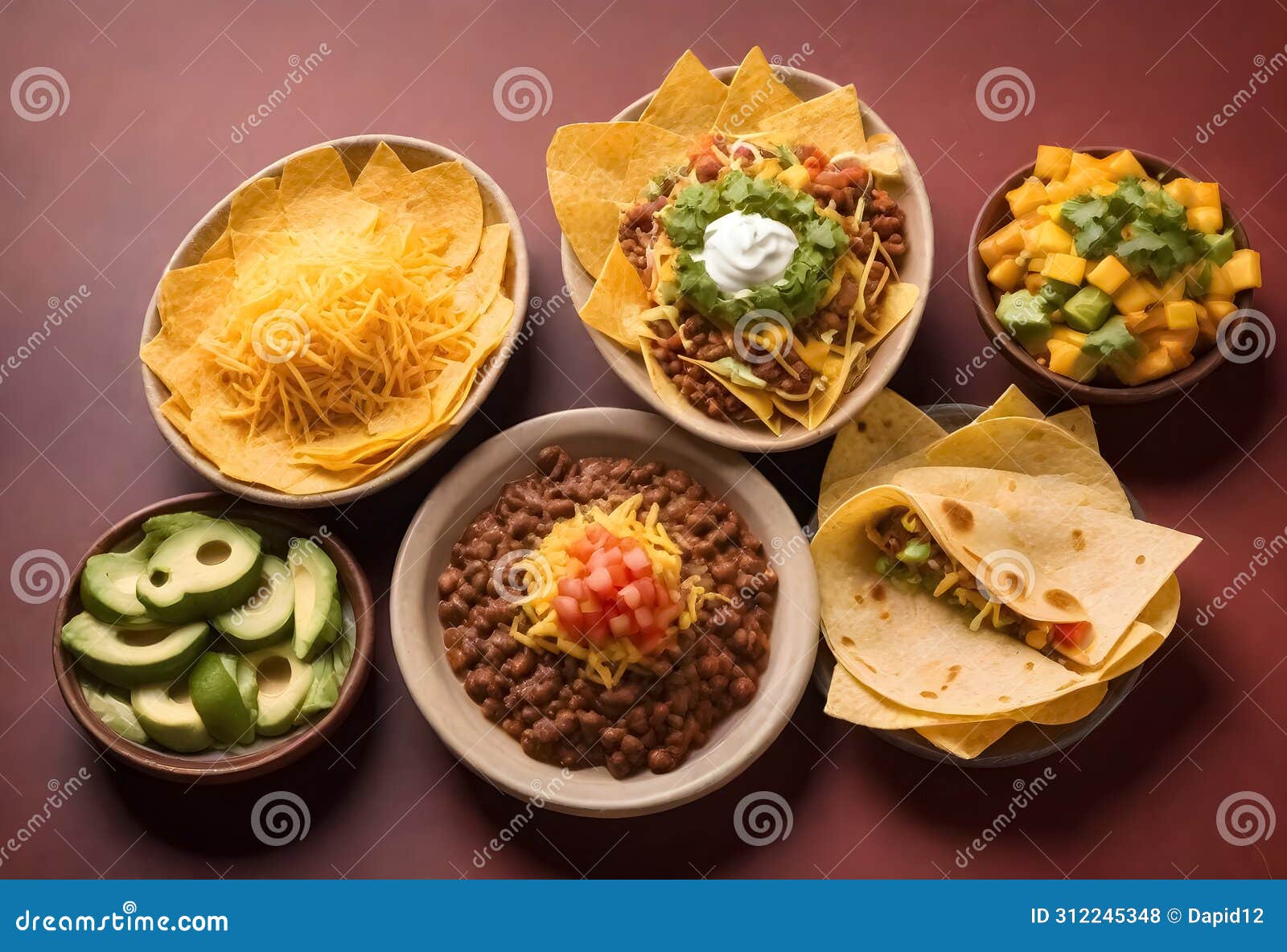 a variety of mexican food dishes in bowls