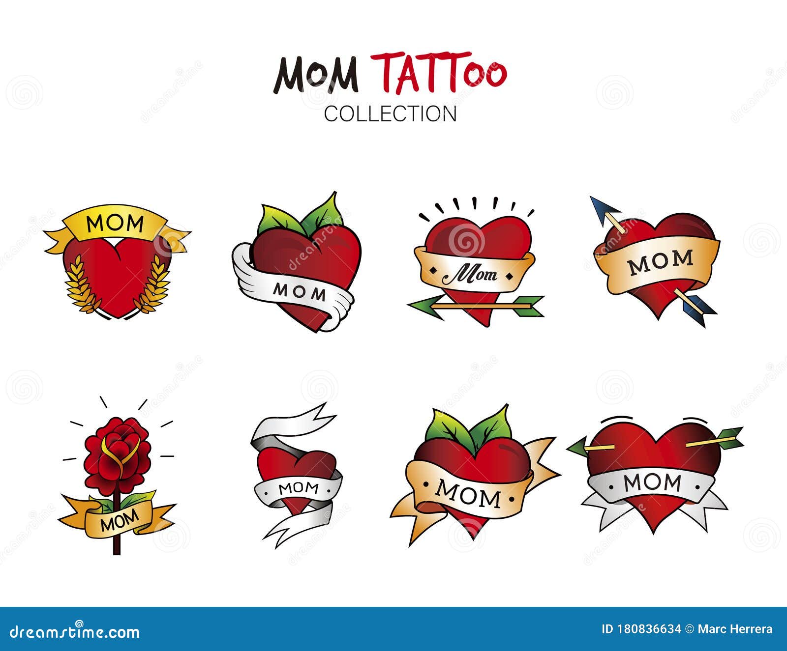 Variety of Mom Tattoo set stock vector. Illustration of emblem - 180836634