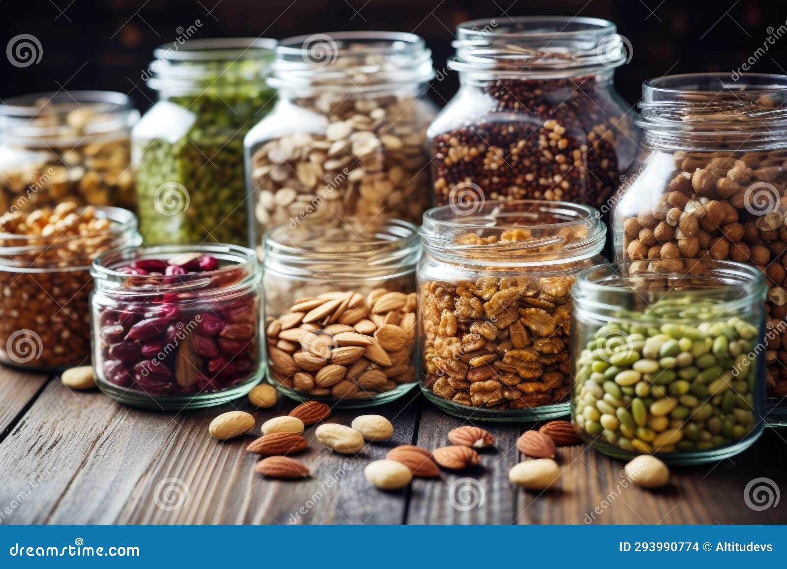 Variety of Nuts and Seeds in Glass Jars Stock Photo Image of pantry
