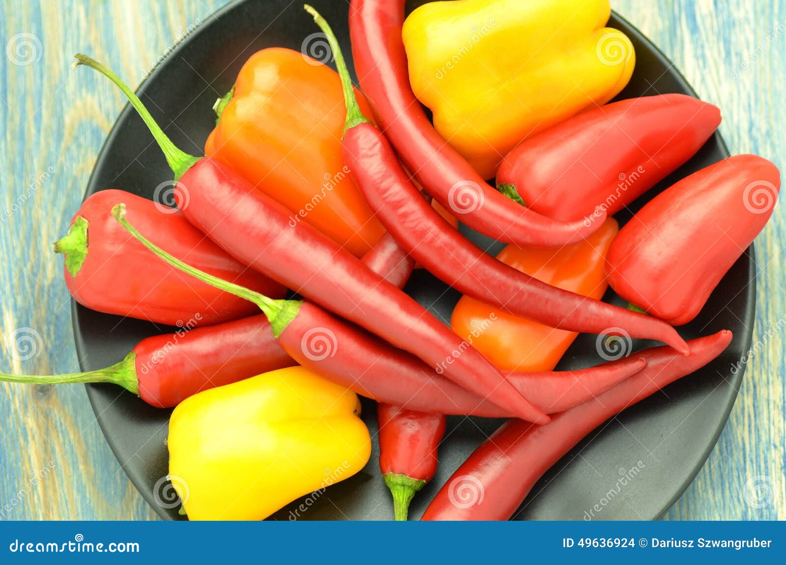 Variety of raw peppers stock photo. Image of chilli, healthy 49636924