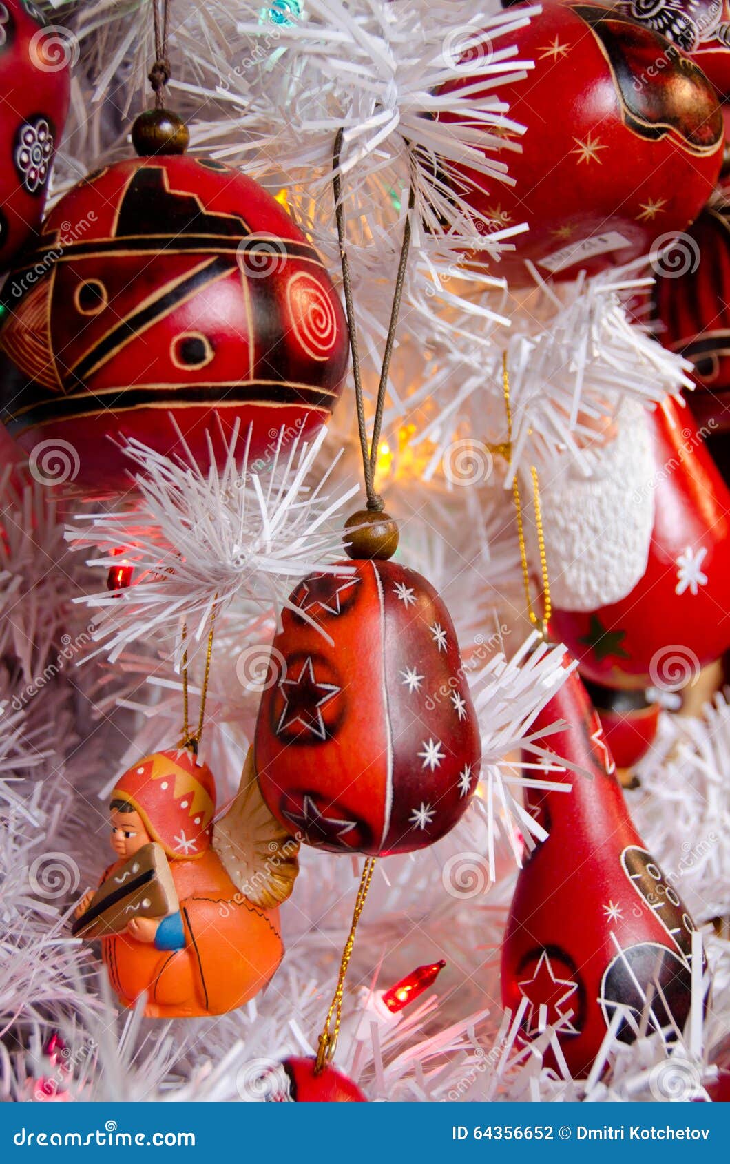 Variety of Red Christmas Tree Decorations in Old Town Stock Photo ...