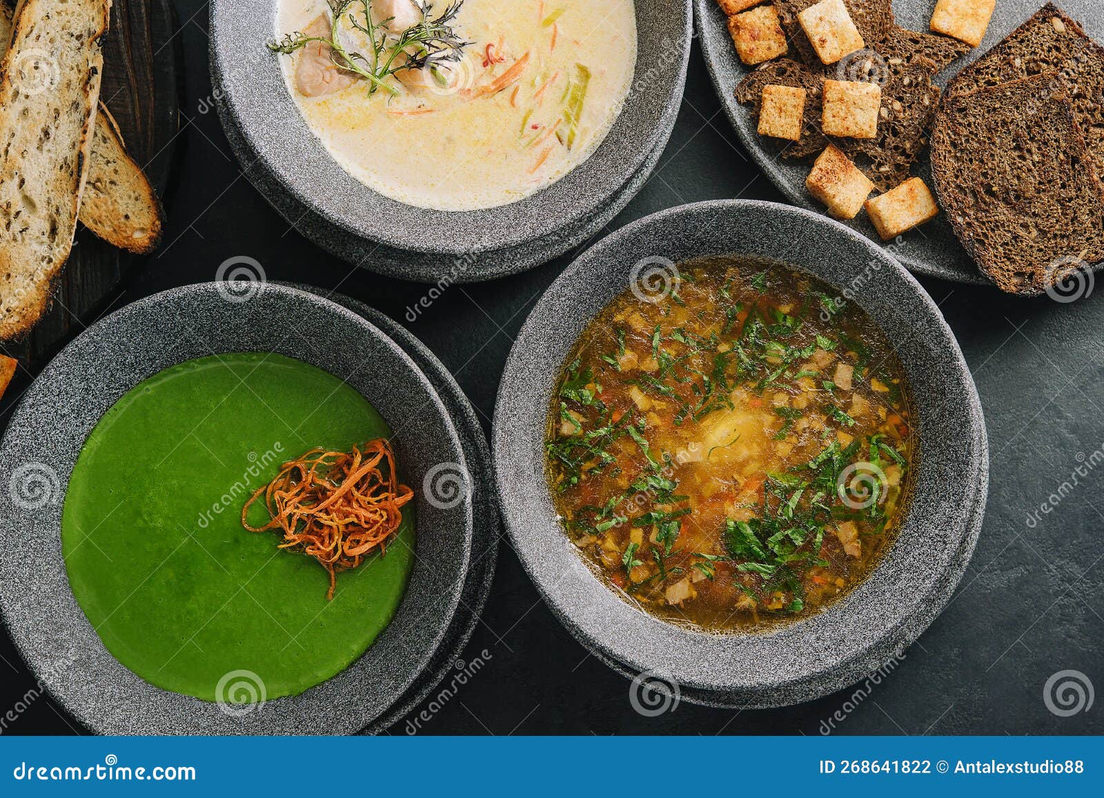 Variety of Restaurant Hot Dishes Top View Stock Photo Image of fish