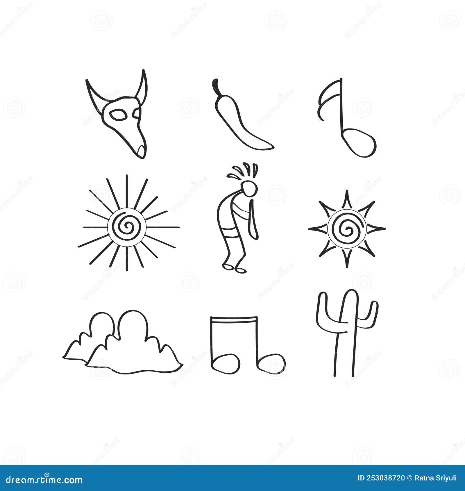 Variety of Southwest Icons Design Vector Flat Isolated Illustration ...