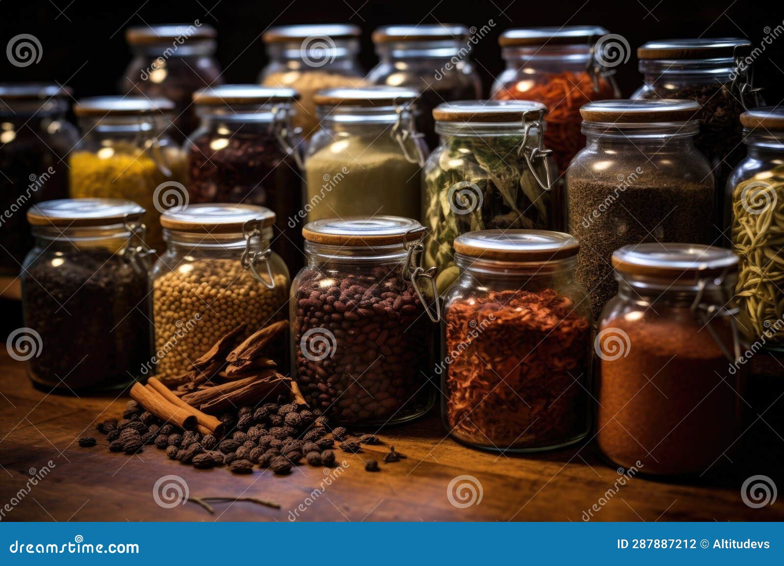A Variety of Tea Leaves and Coffee Beans in Jars Stock Photo Image of