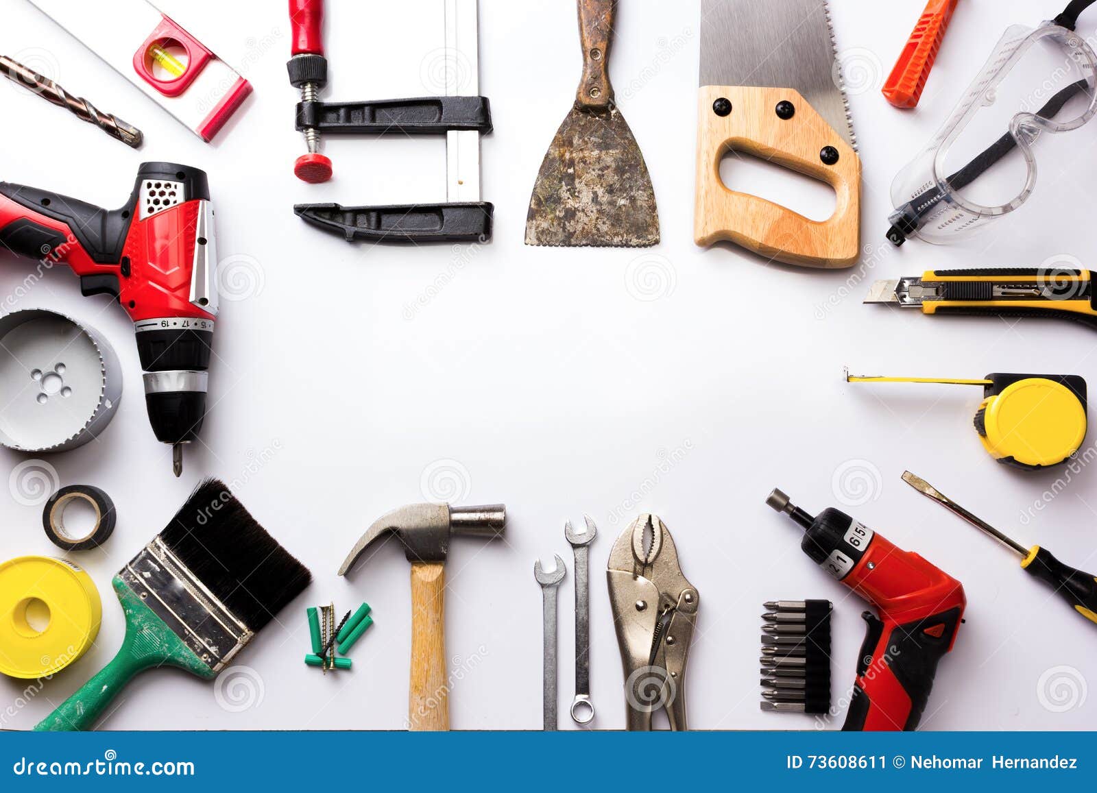 Variety of tools stock image. Image of tool, drill, toolbox 73608611