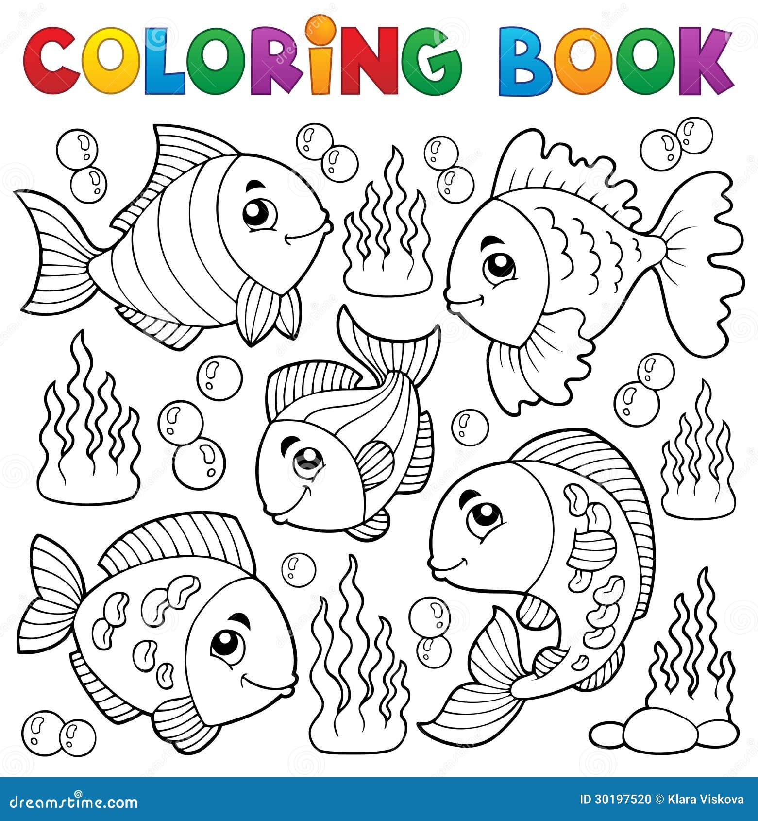 Vario tema 1 dei pesci del libro da colorare