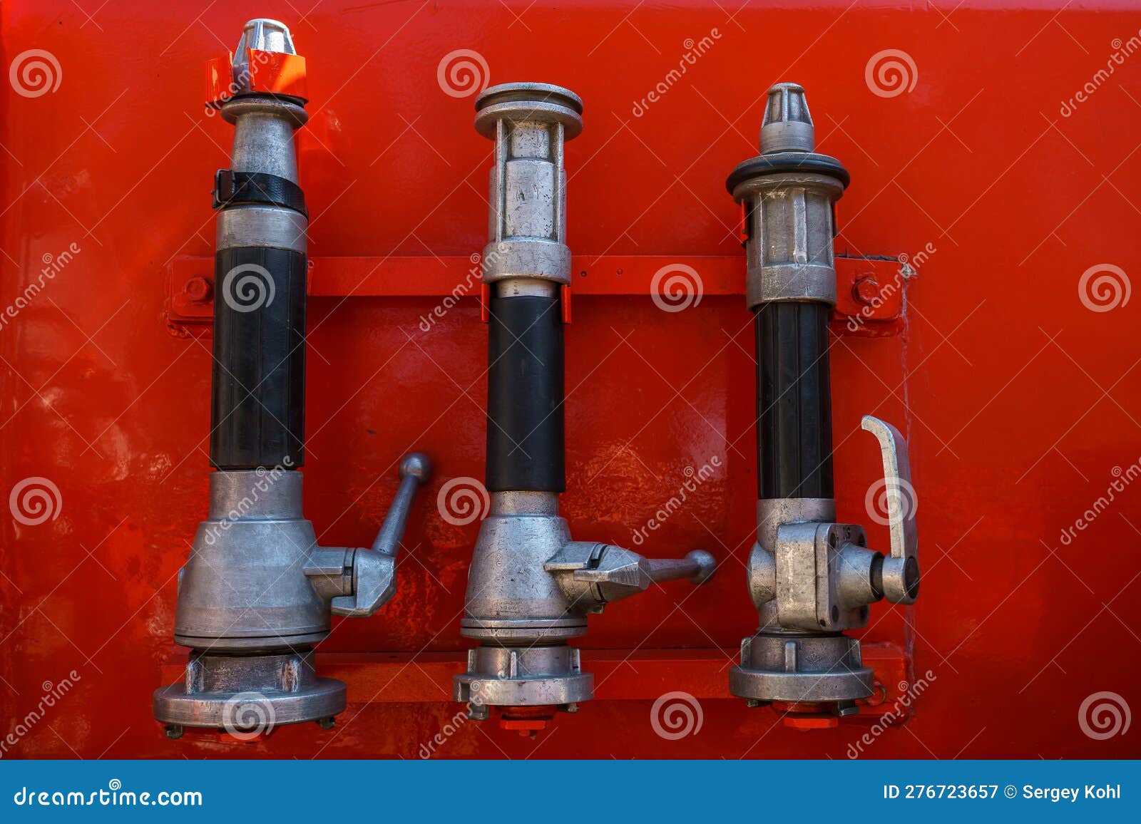 varios of fire fighting hose nozzles.