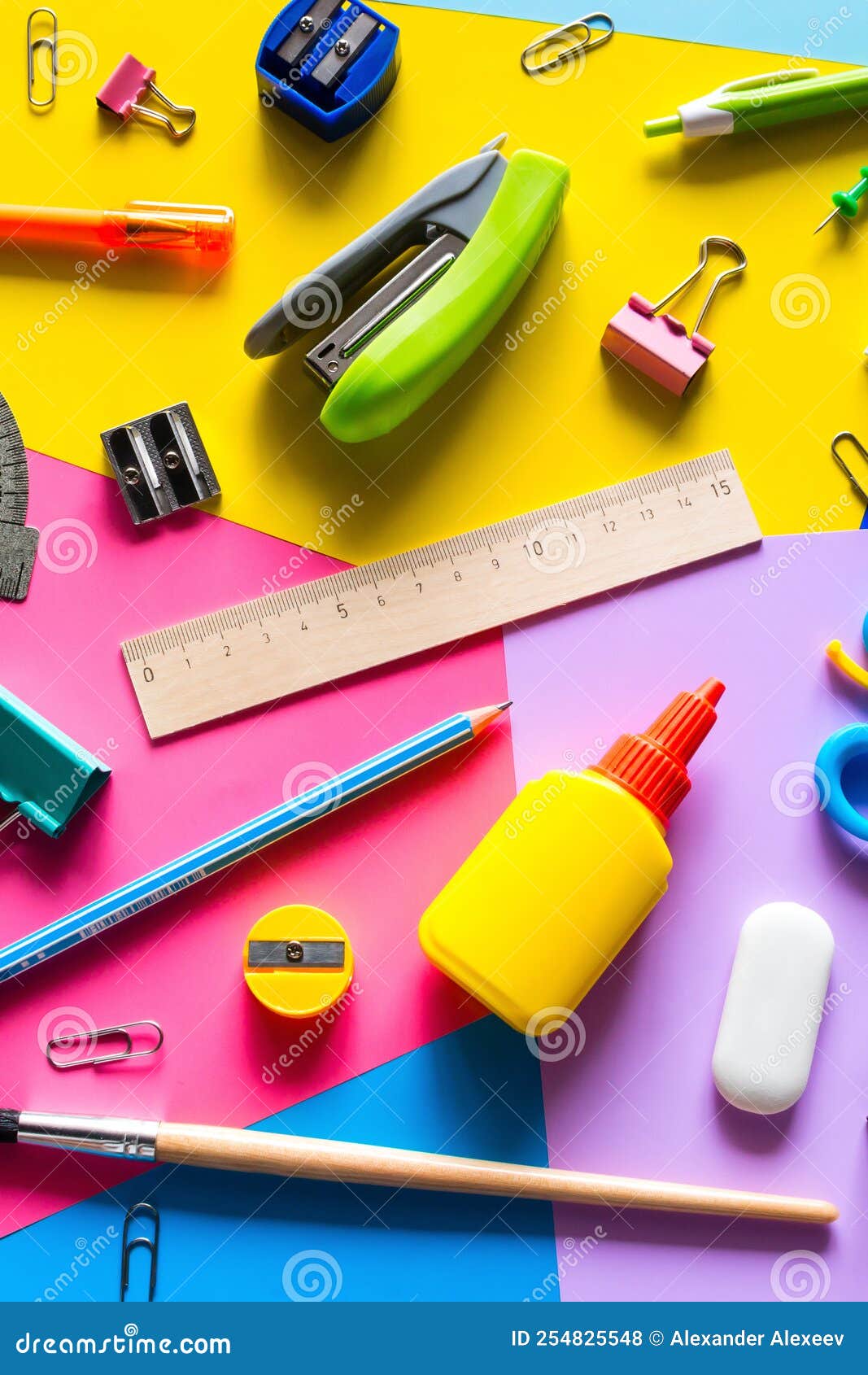 Various Accessories for Study on a Multicolored Background. Back To