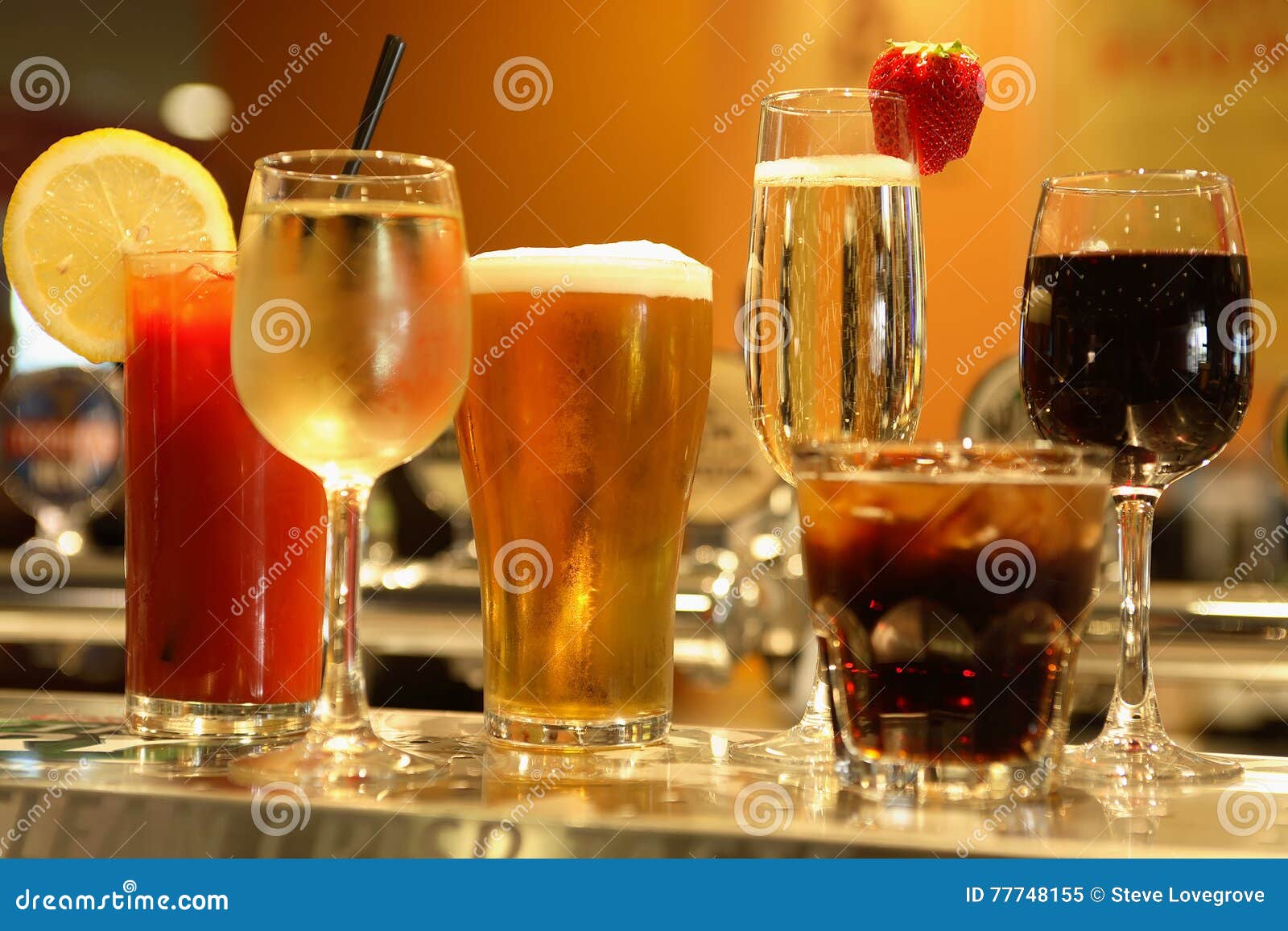 Various alcoholic Drinks stock image. Image of lemon 77748155