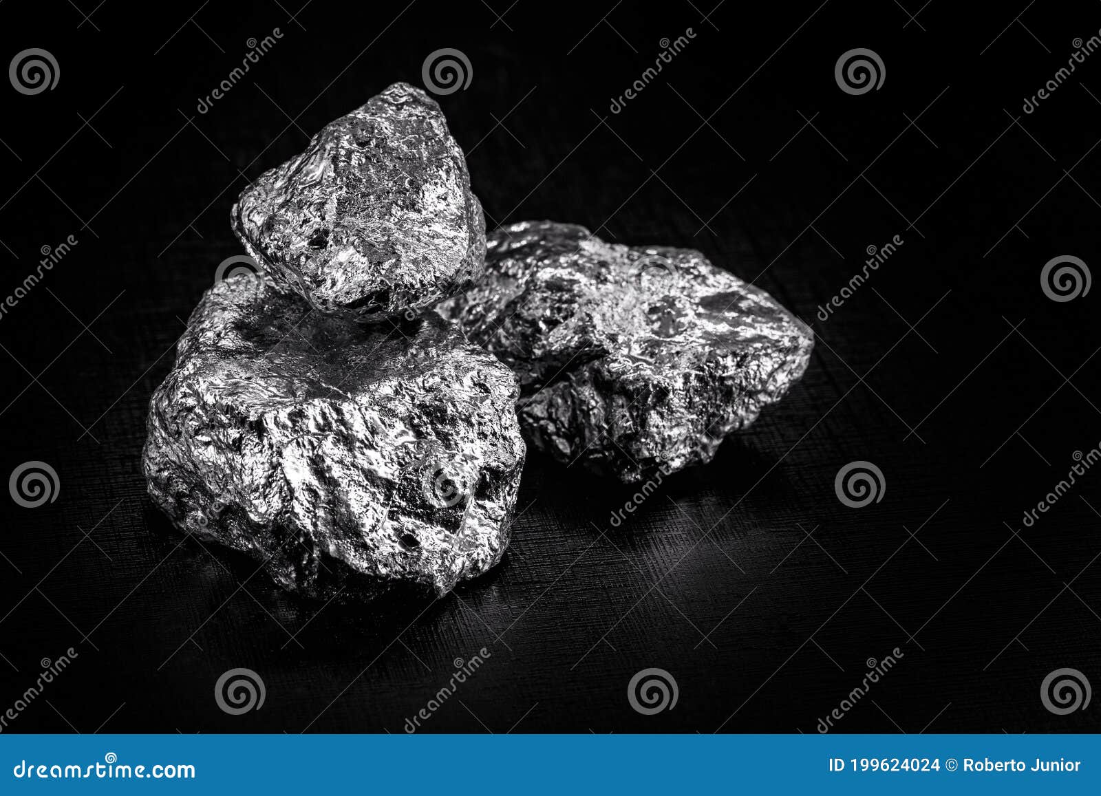 Various Aluminum Nuggets on Black Isolated Background Stock Photo Image of metal, digger
