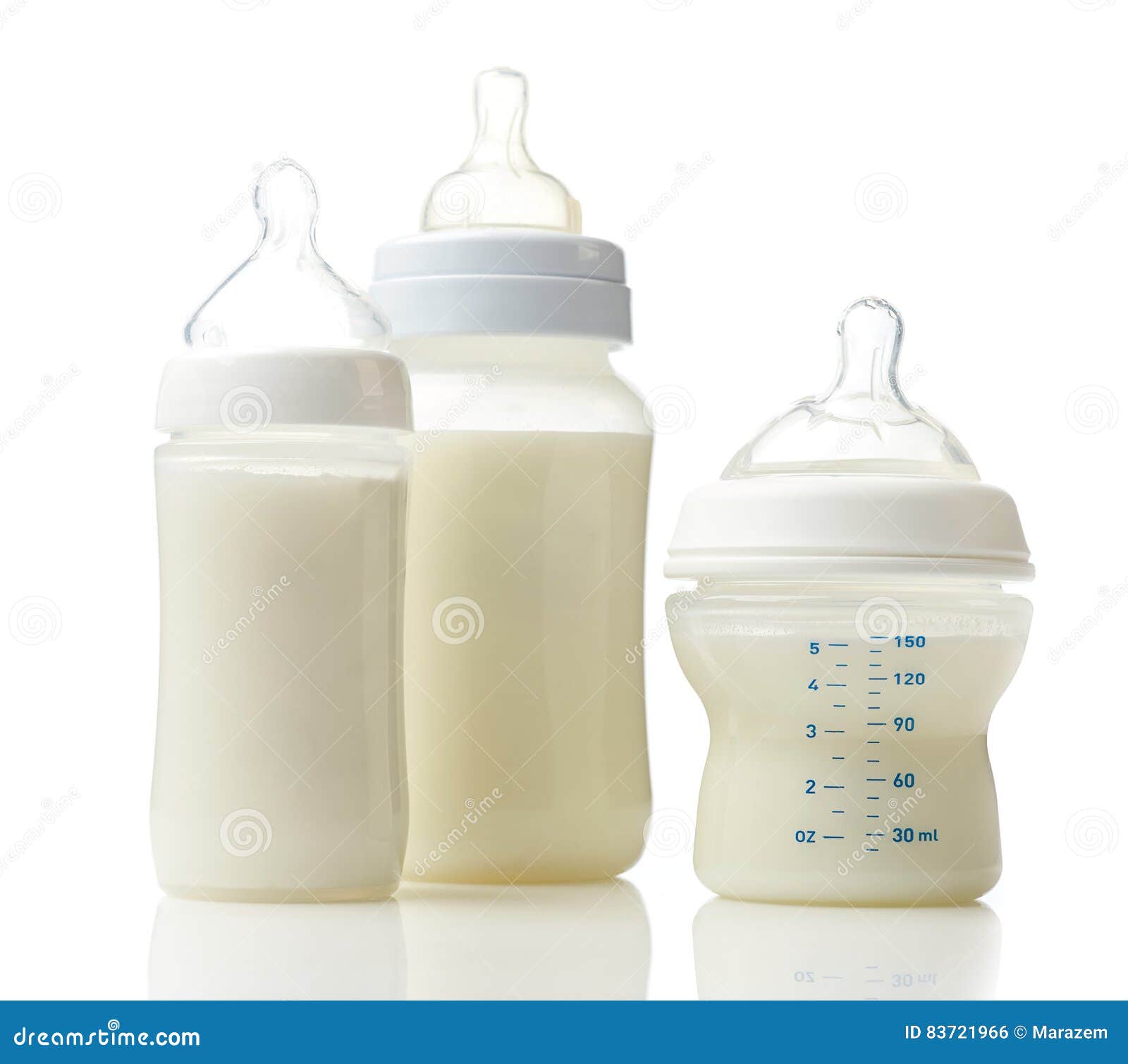 Various baby milk bottles stock photo. Image of measure 83721966