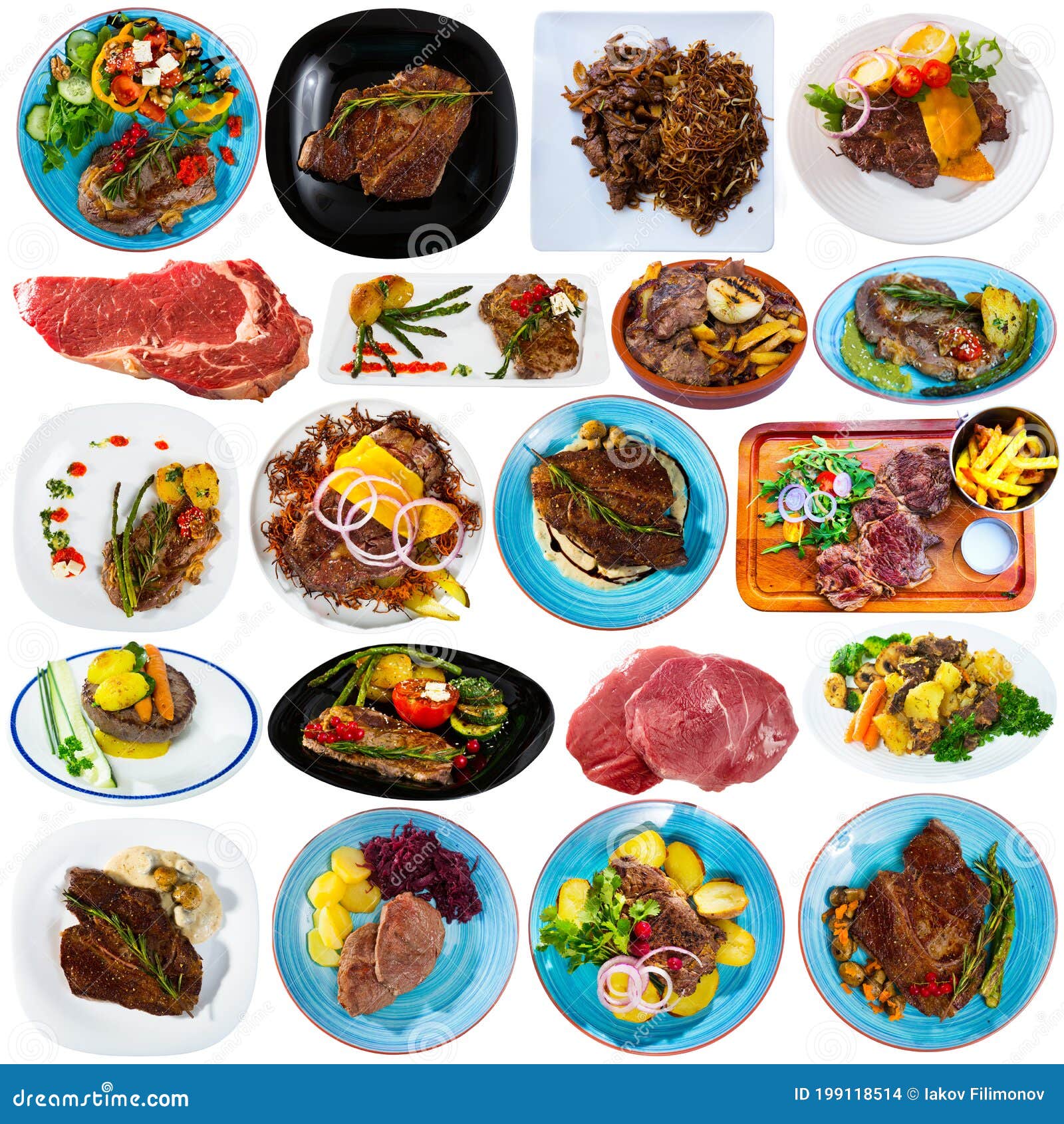 Various Beef Dishes with Vegetables Stock Photo Image of nutritious