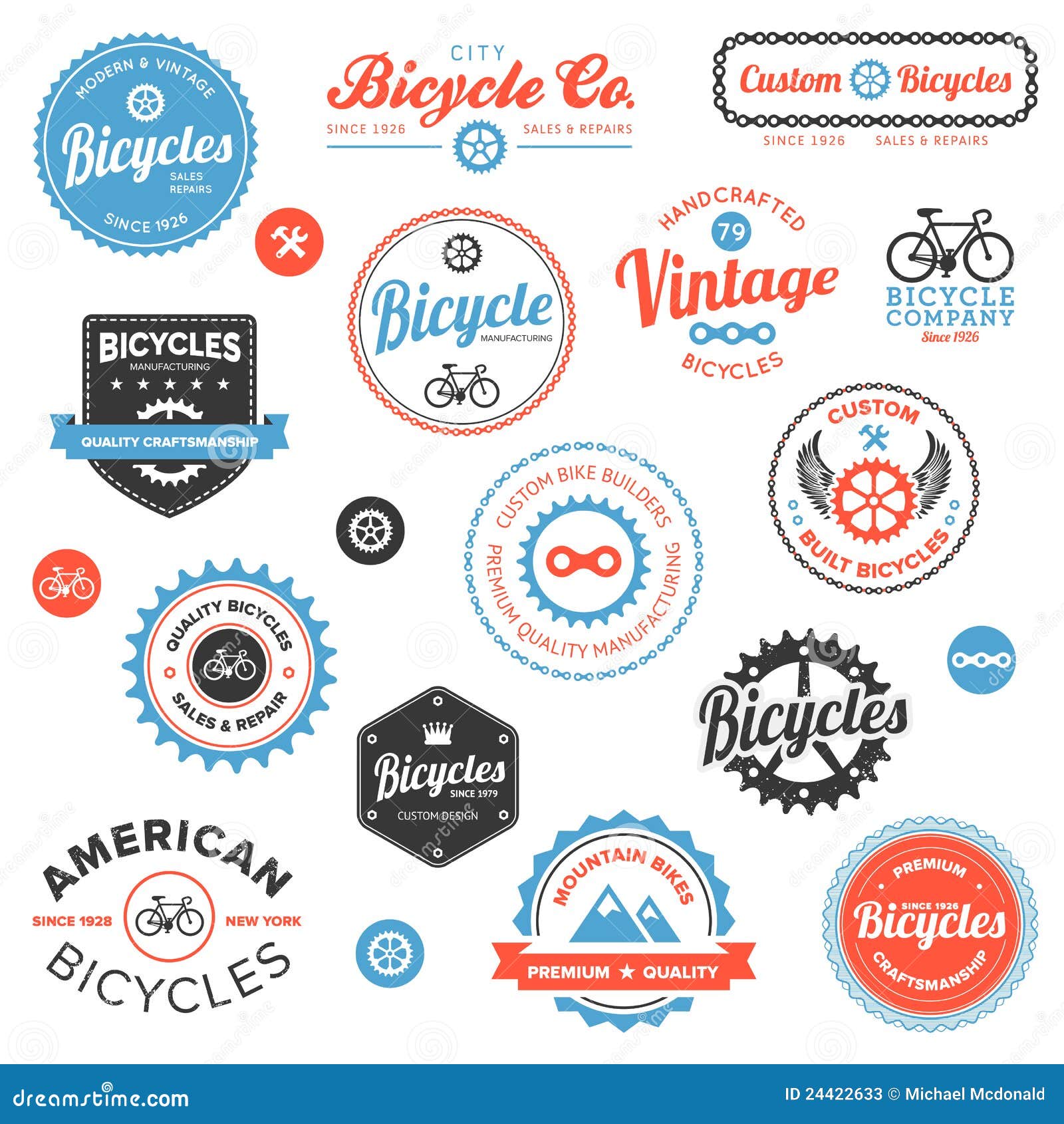 Various Bicycle Labels and Emblems Stock Vector Illustration of
