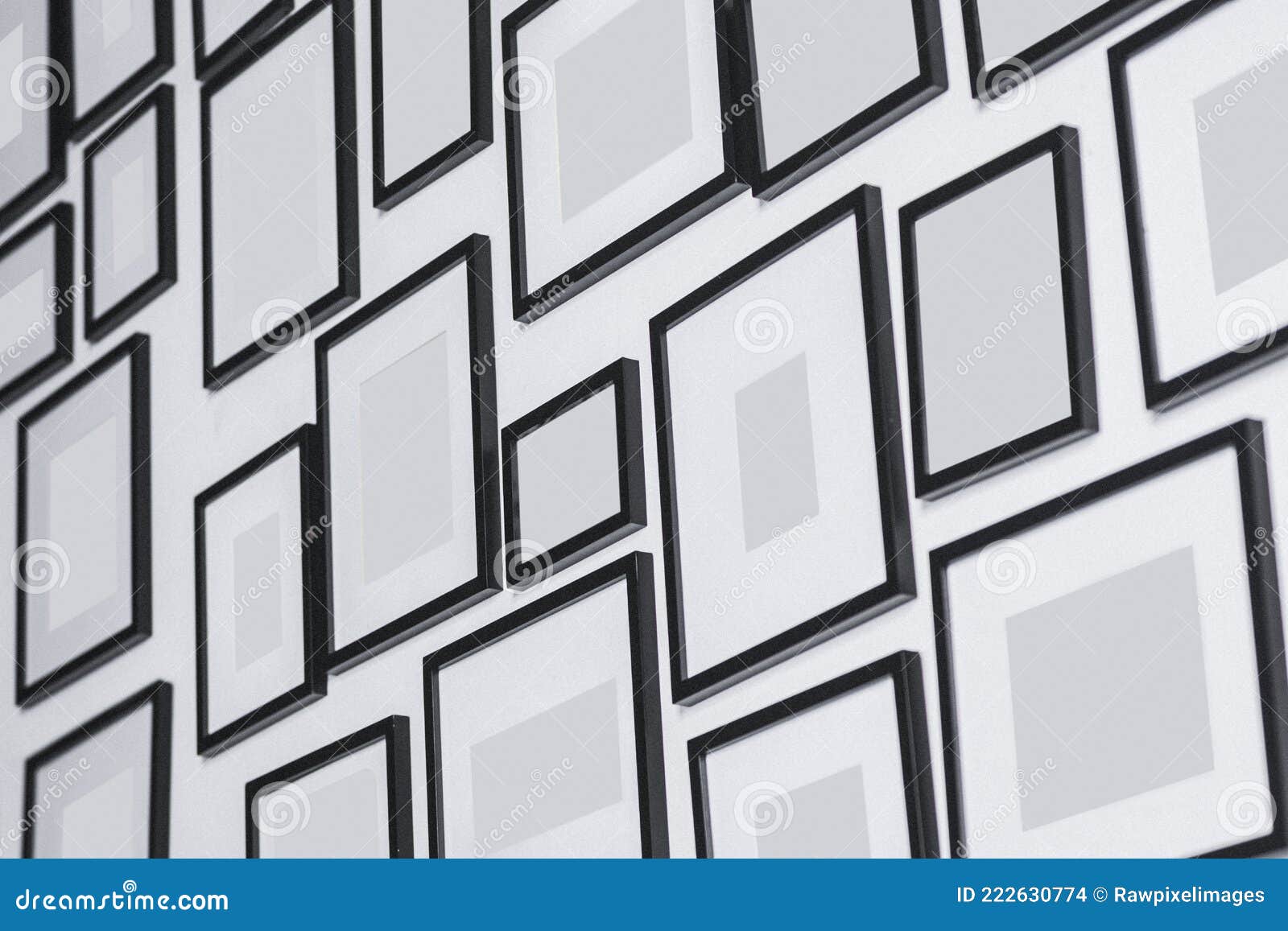 Various Blank Photo Frames on White Wall Stock Illustration
