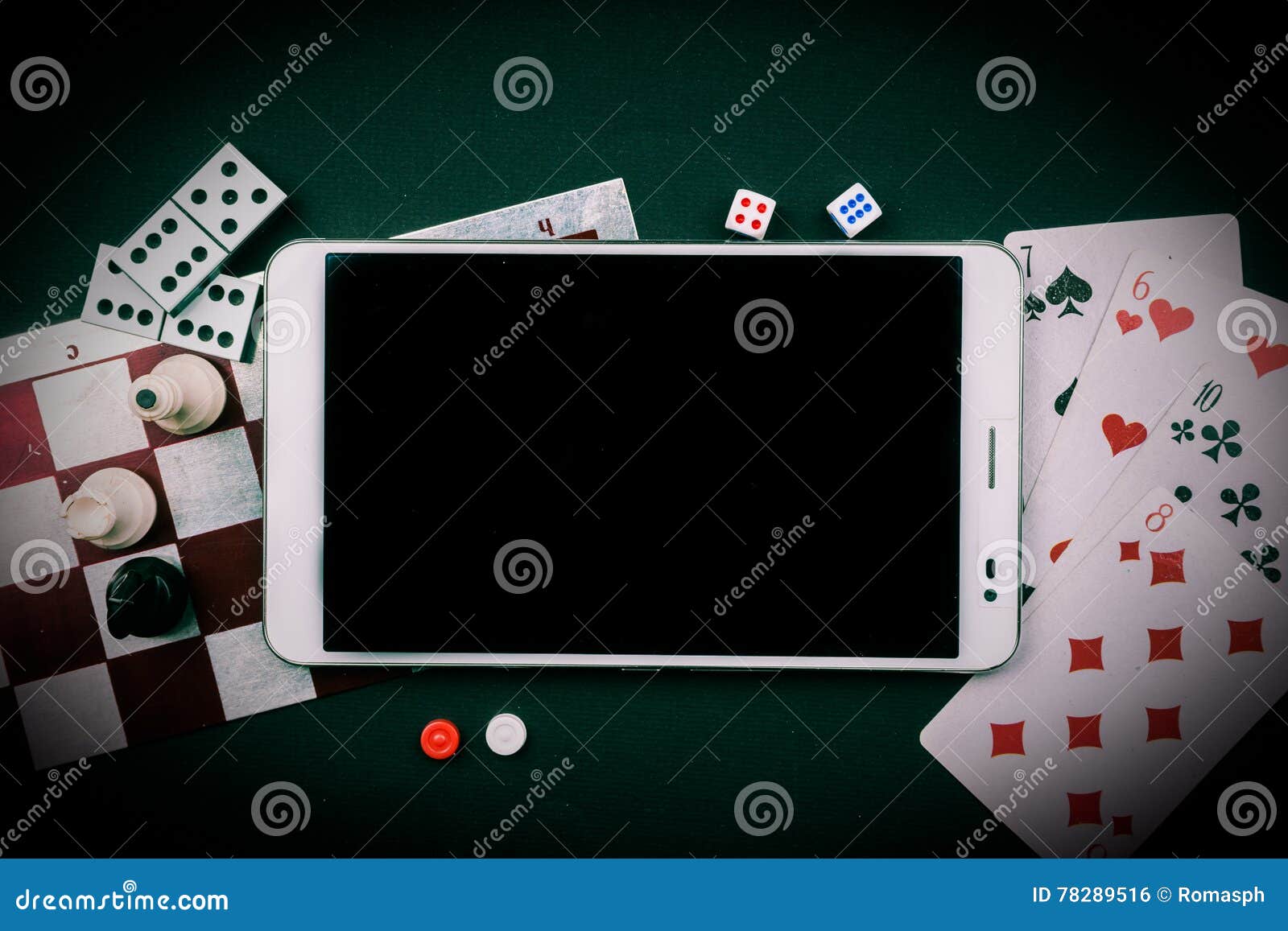Various Board Games with Tablet Pc. Stock Photo Image of piece, move 78289516