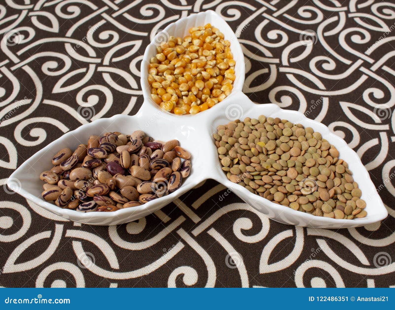 Various Cereals, Cereals. Different Types of Grits in Cups on a