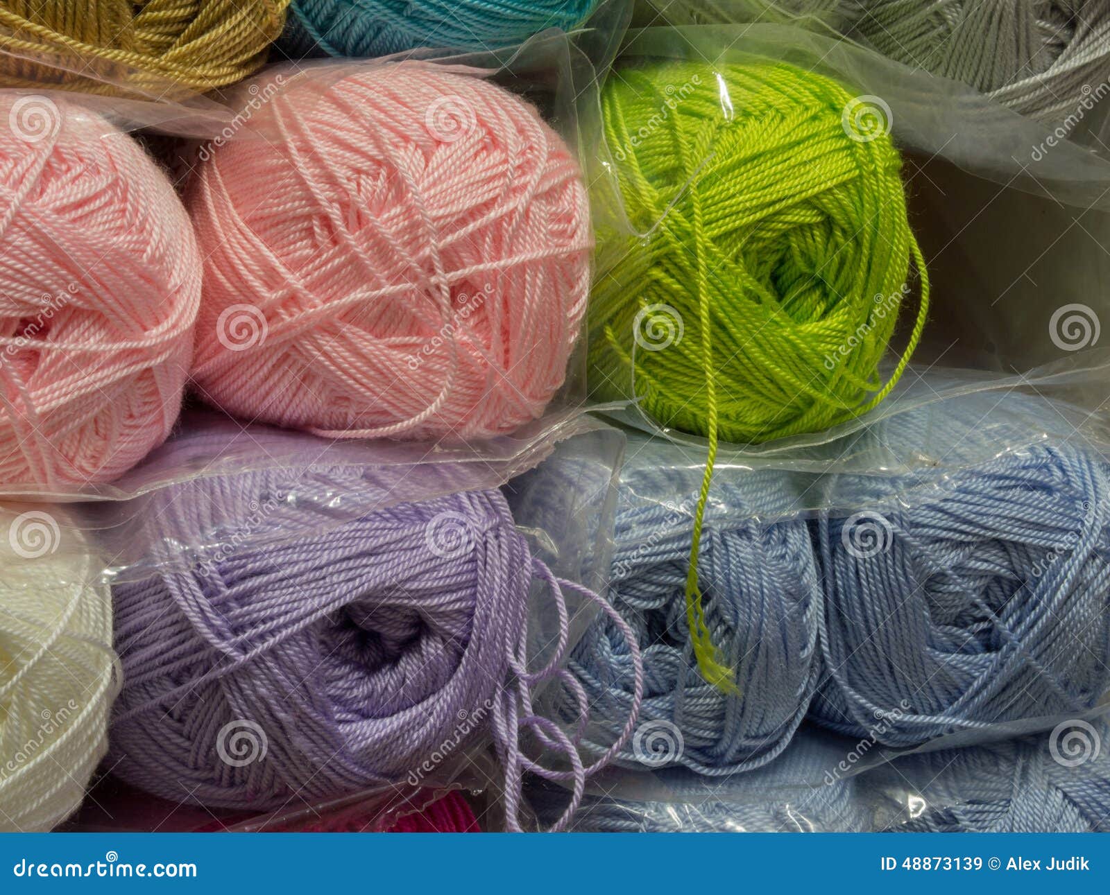 Various Colored Knitting Yarn in the Shop Stock Image Image of