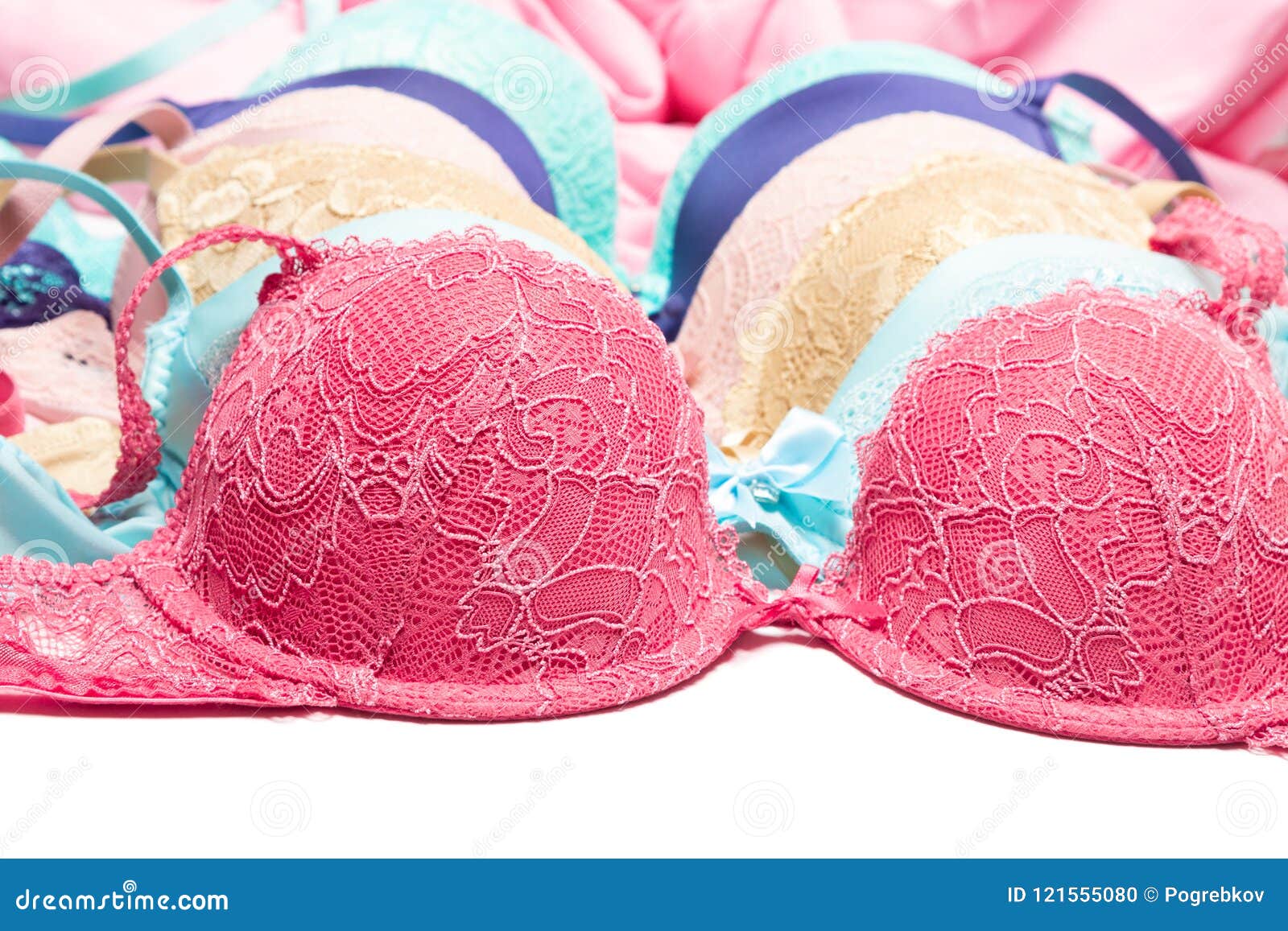 Various Colored Push-up Bras Close-up Stock Photo - Image of chic ...