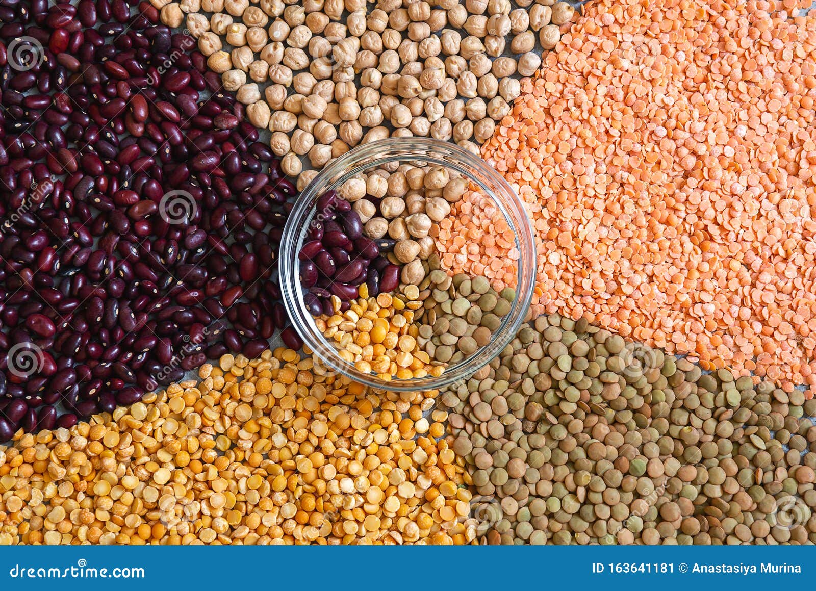 Various Colorful Dried Legumes Beans for Background Stock Image Image