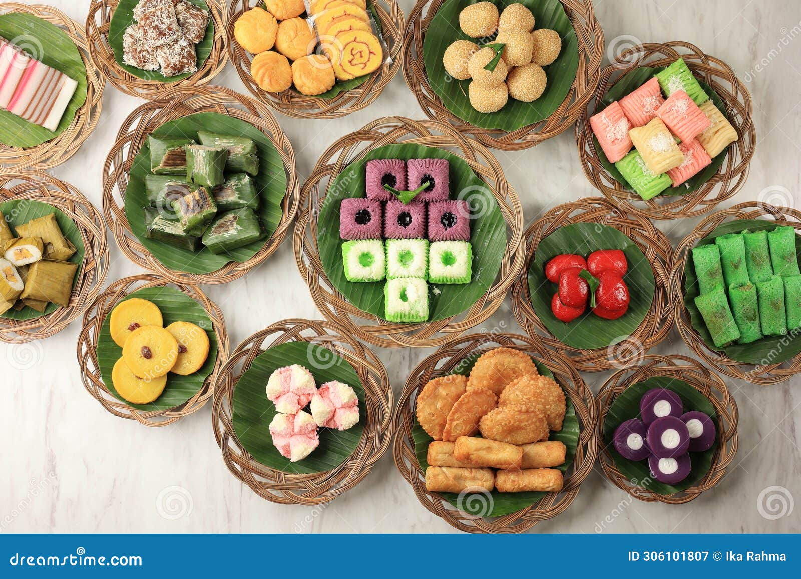 various colorful jajan pasar, traditional indonesian snack