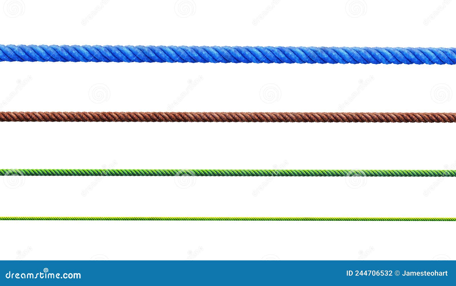 various colorful ropes  on white background