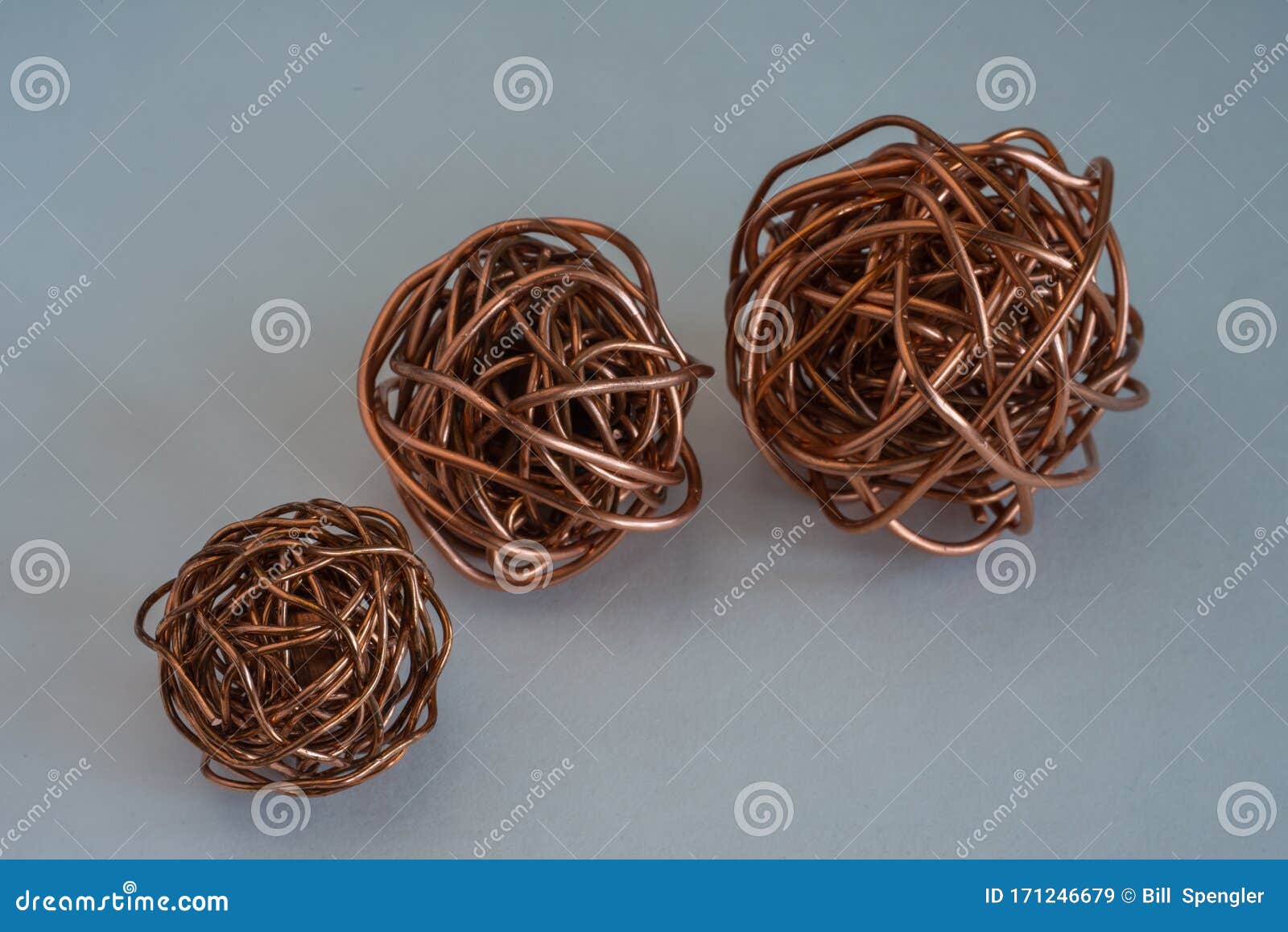 Various Copper Wire Balls stock image. Image of shiny 171246679