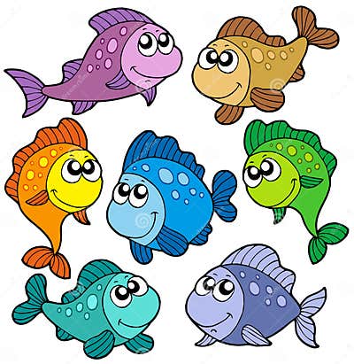 Various Cute Fishes Collection Stock Vector - Illustration of colorful ...