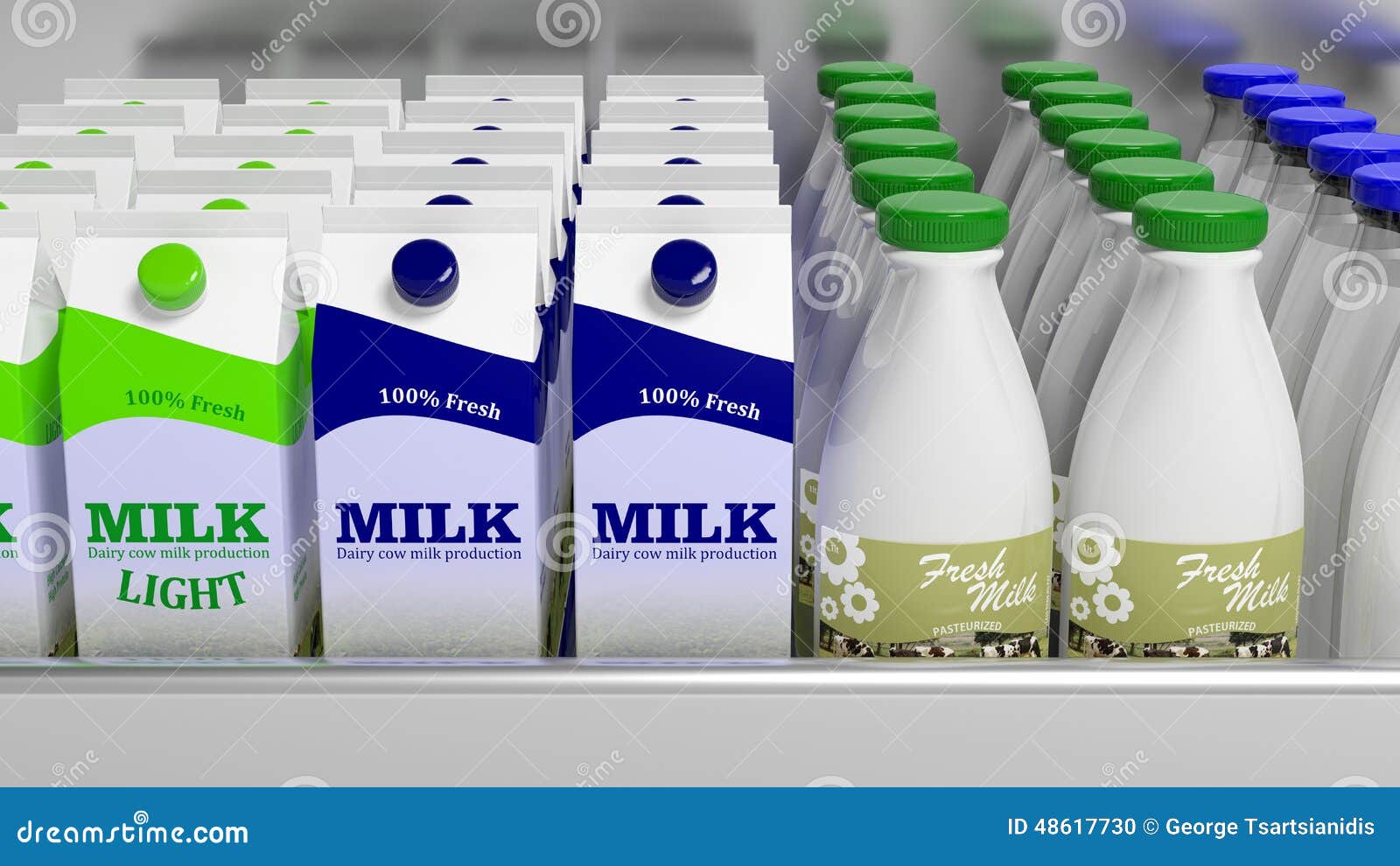 Various 3D Milk Containers on Refrigerator Stock Illustration -  Illustration of dairy, display: 48617730