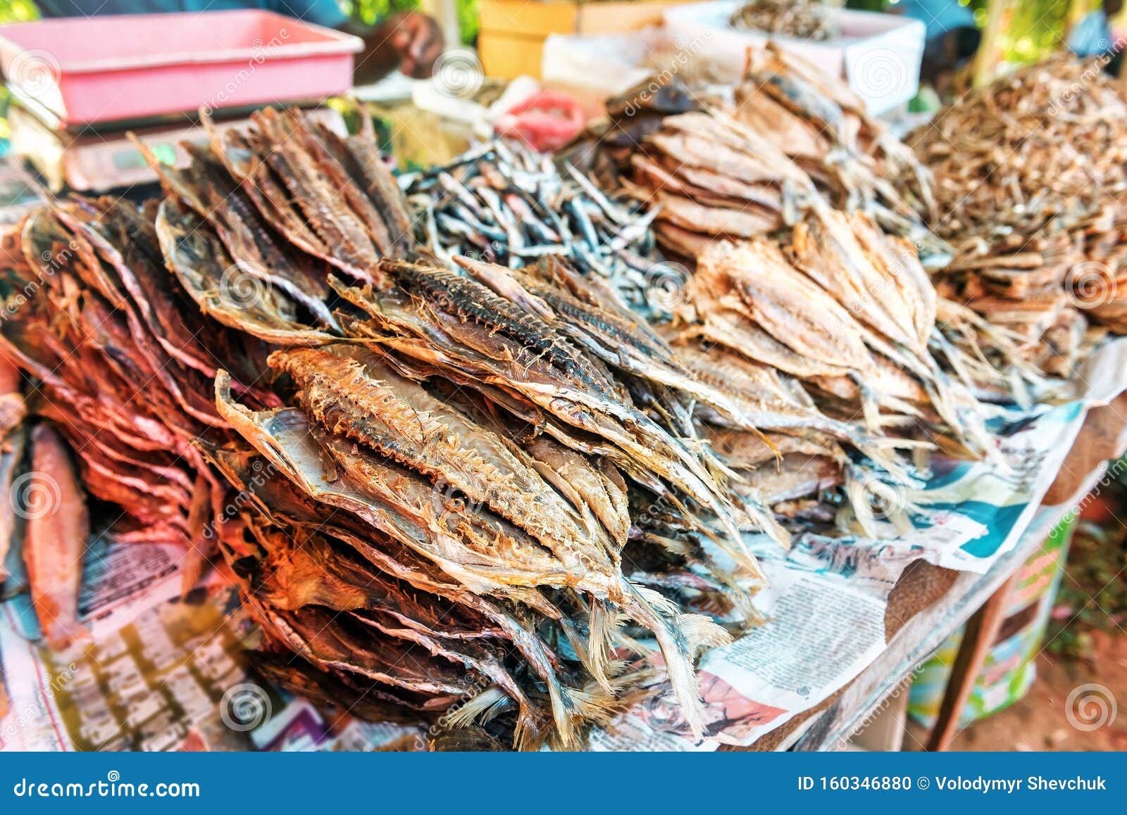 Various Dried Fish on the Market Stock Photo Image of chinese, meal