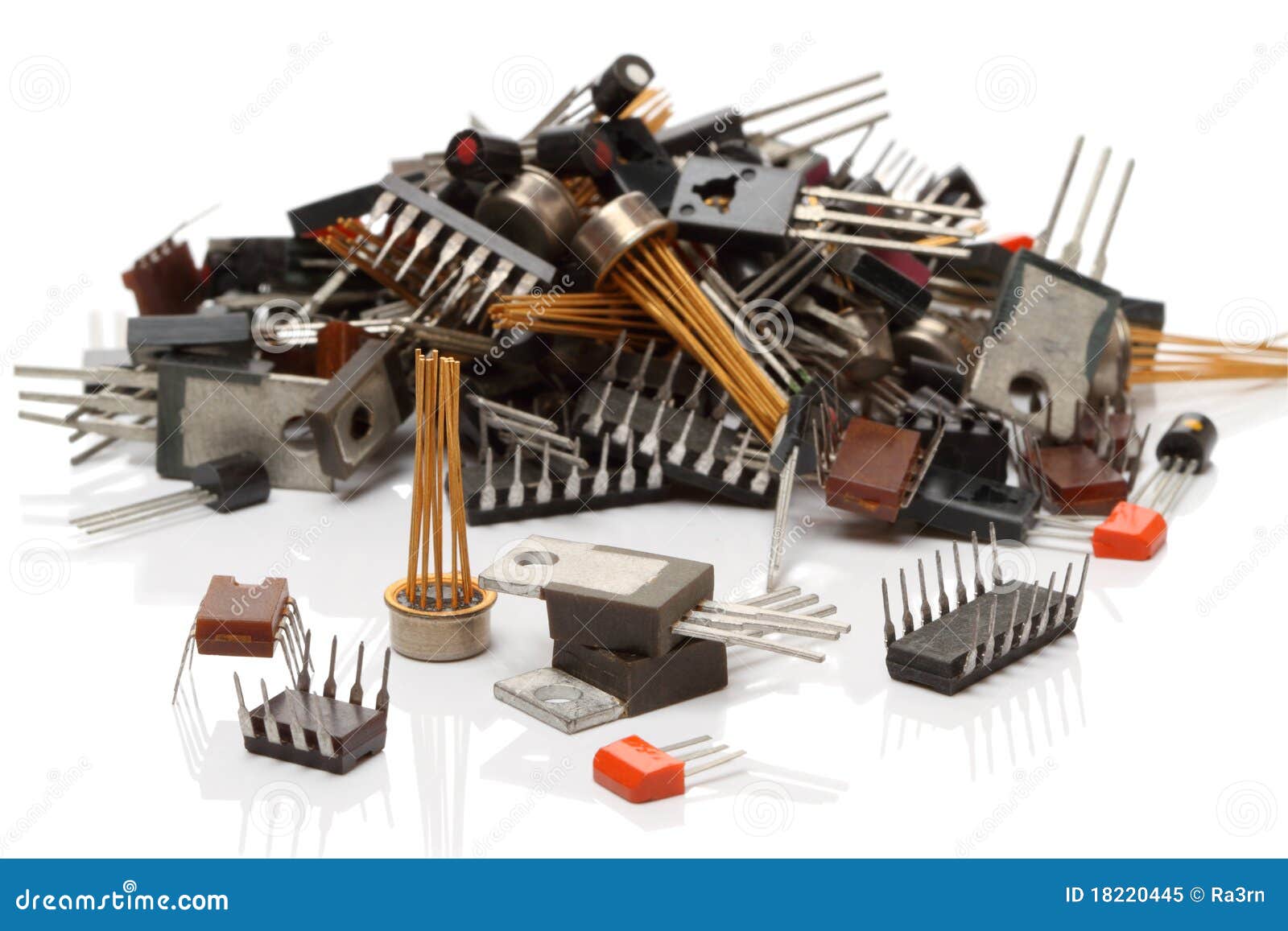 Various Electronic Components Stock Image Image of detail, white 18220445