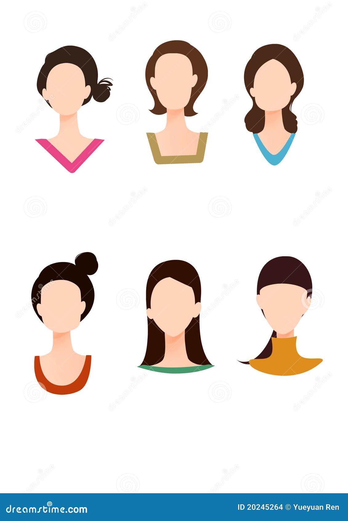 Various Face Shape And Dress Collar Stock Images - Image 