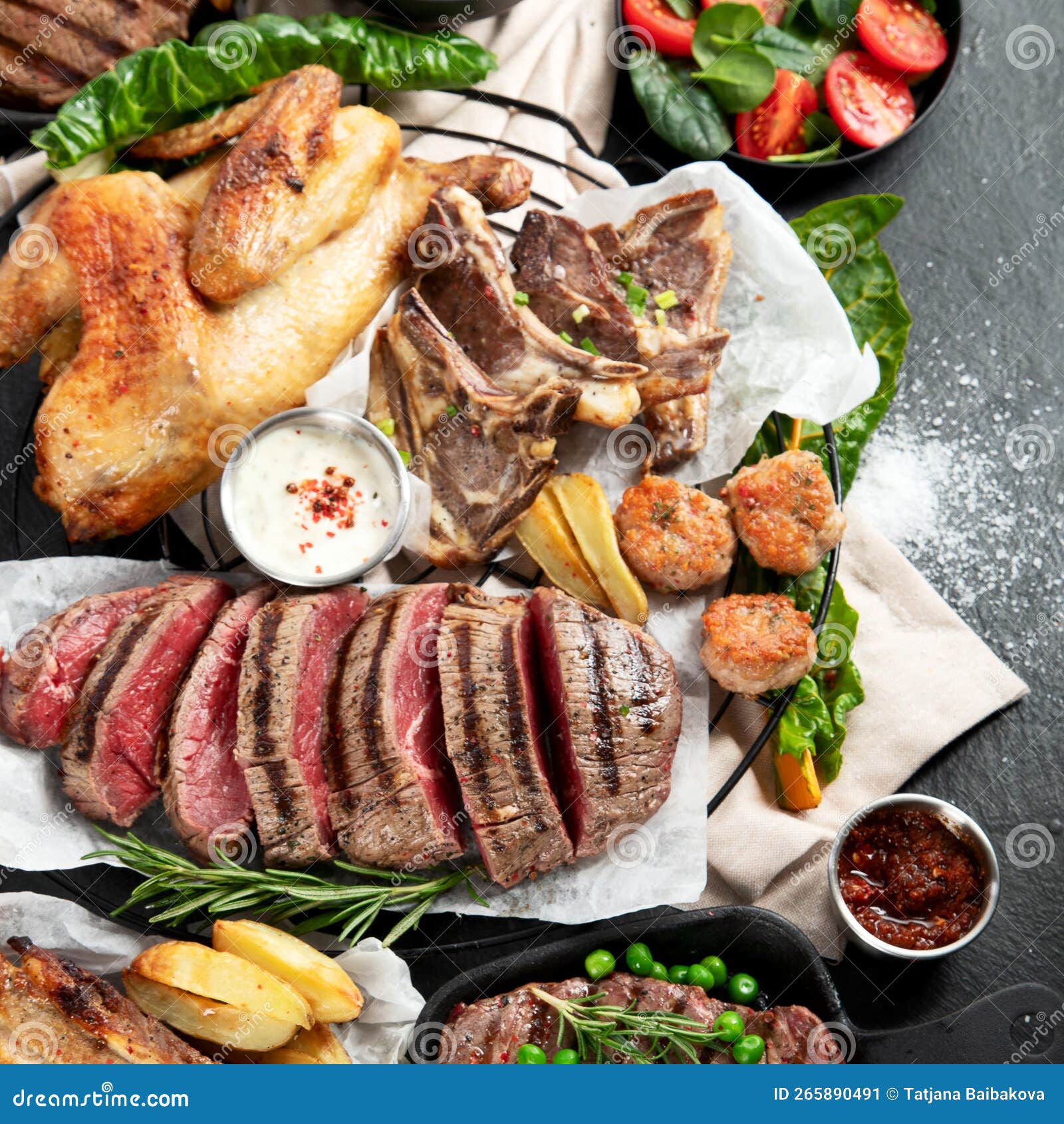 Various Food Meat Dishes And Vegetable Dishes Menu Food On The various-food-meat-dishes-and-vegetable-dishes-menu-food-on-the
