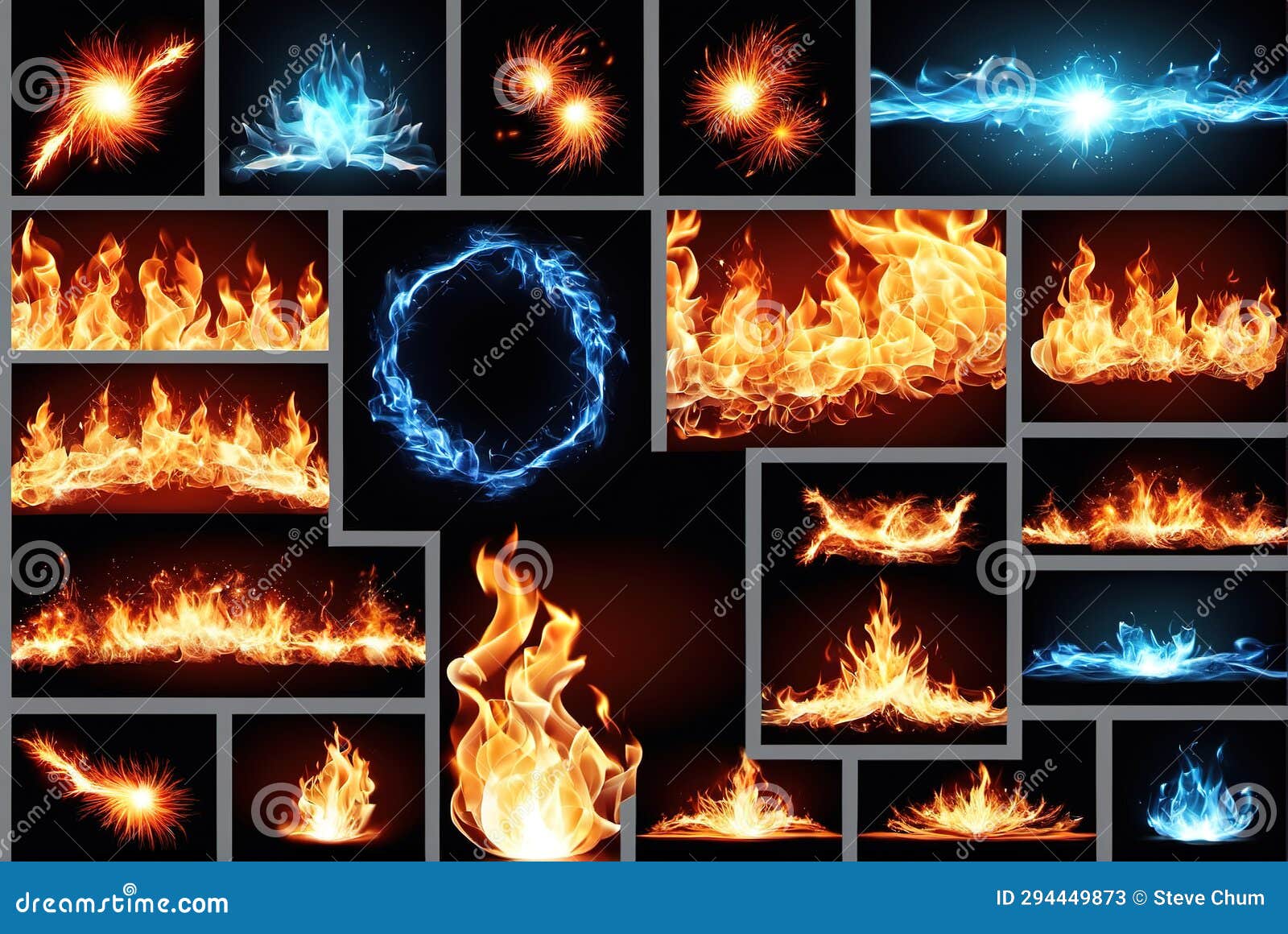 Various Forms of Burning Flame Materials Stock Image Image of yellow