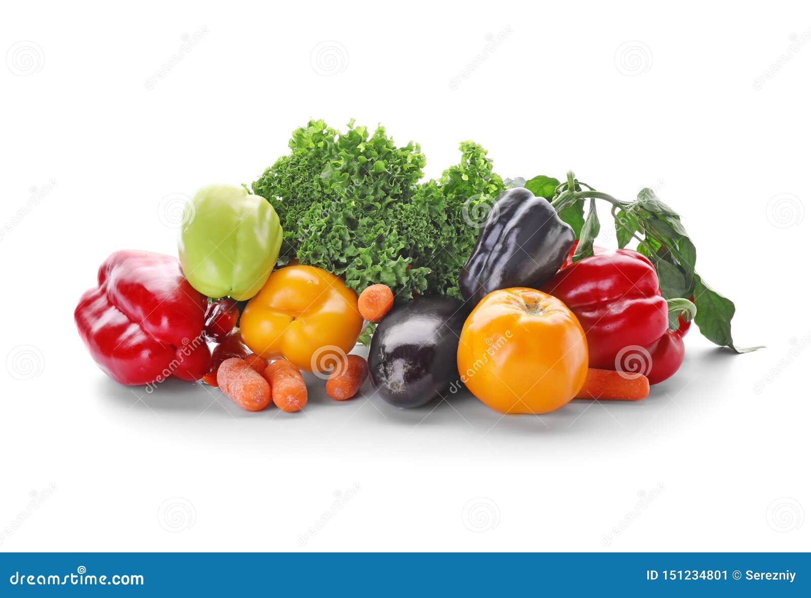 Various Fresh Vegetables on White Background Stock Image Image of