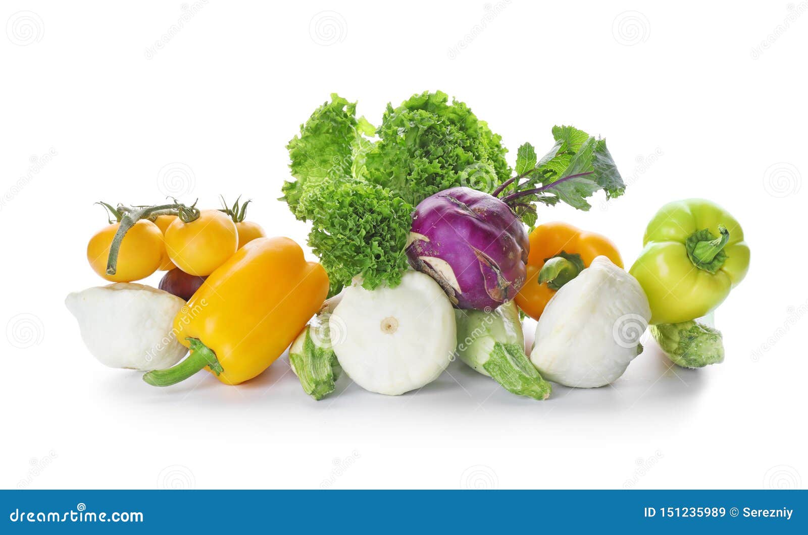 Various Fresh Vegetables on White Background Stock Image Image of
