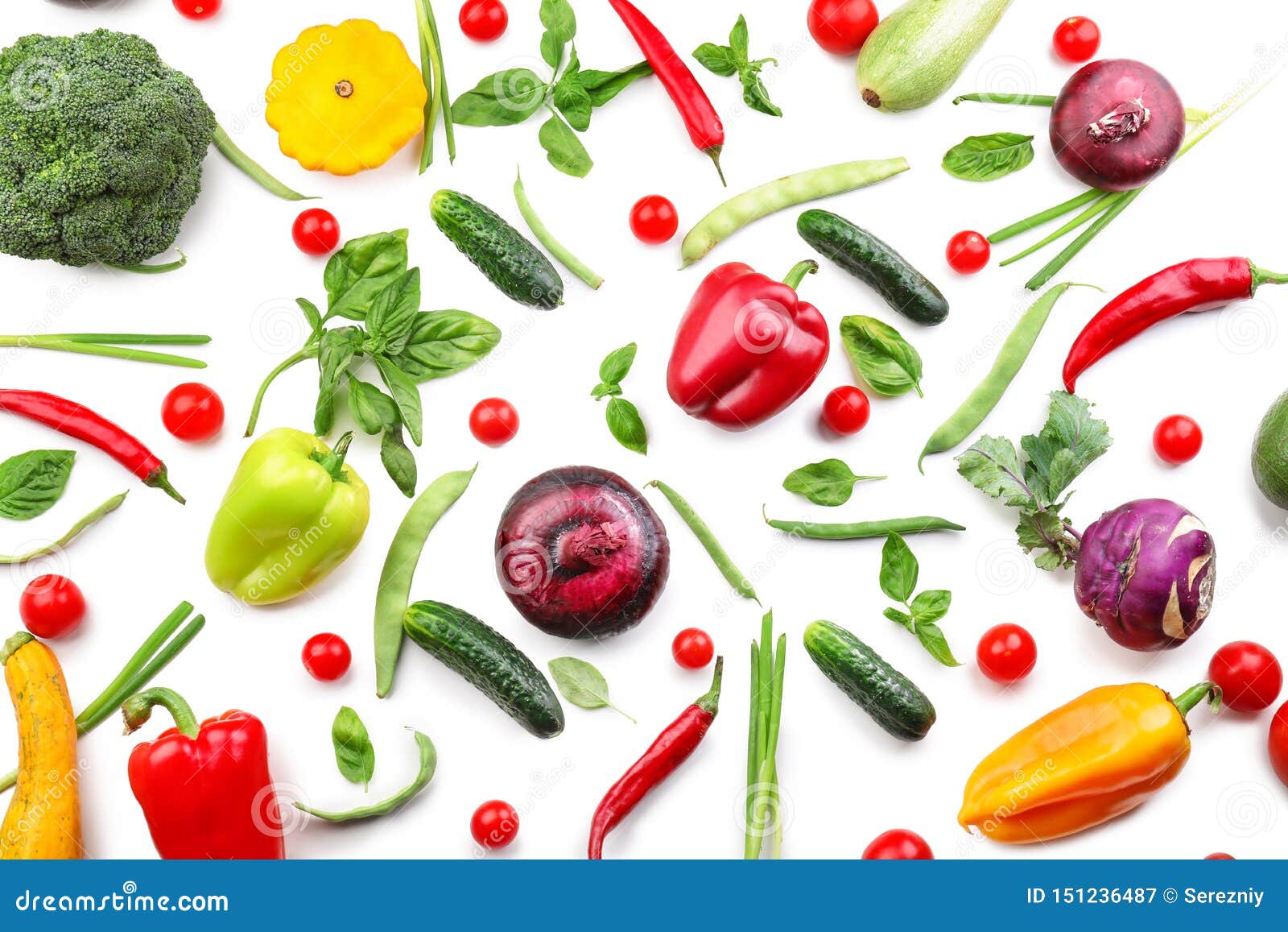 Various Fresh Vegetables on White Background Stock Image Image of