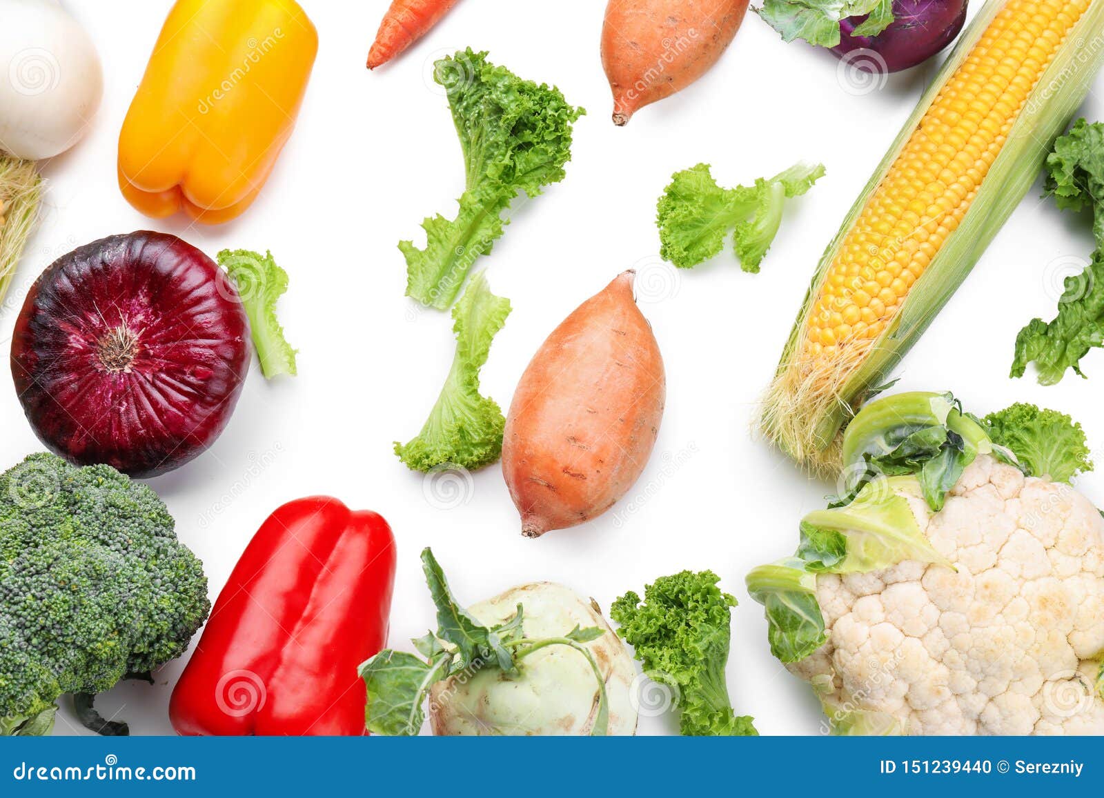 Various Fresh Vegetables on White Background Stock Photo Image of