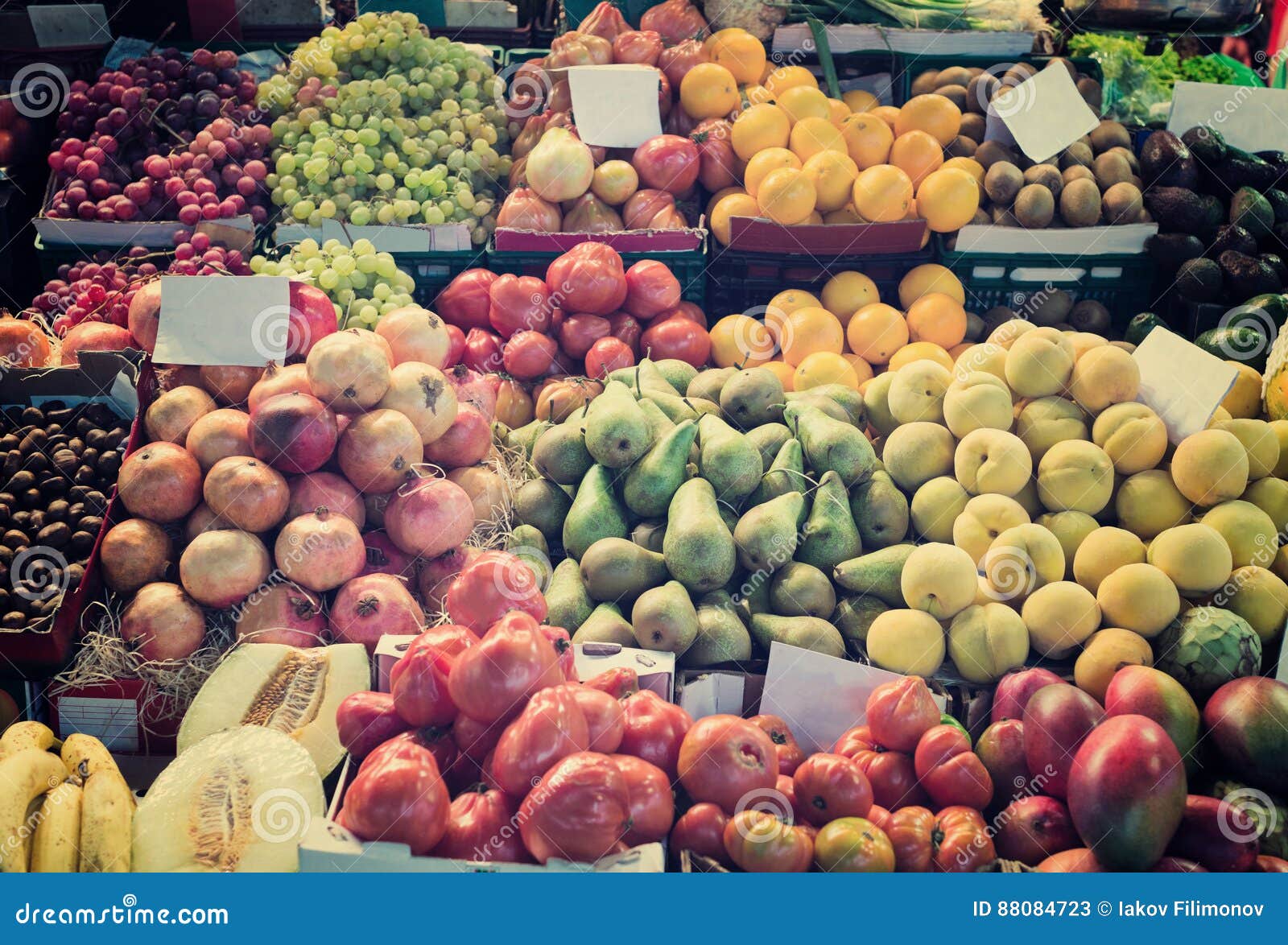 Various Fruits on Spanish Market Stock Image Image of peaches