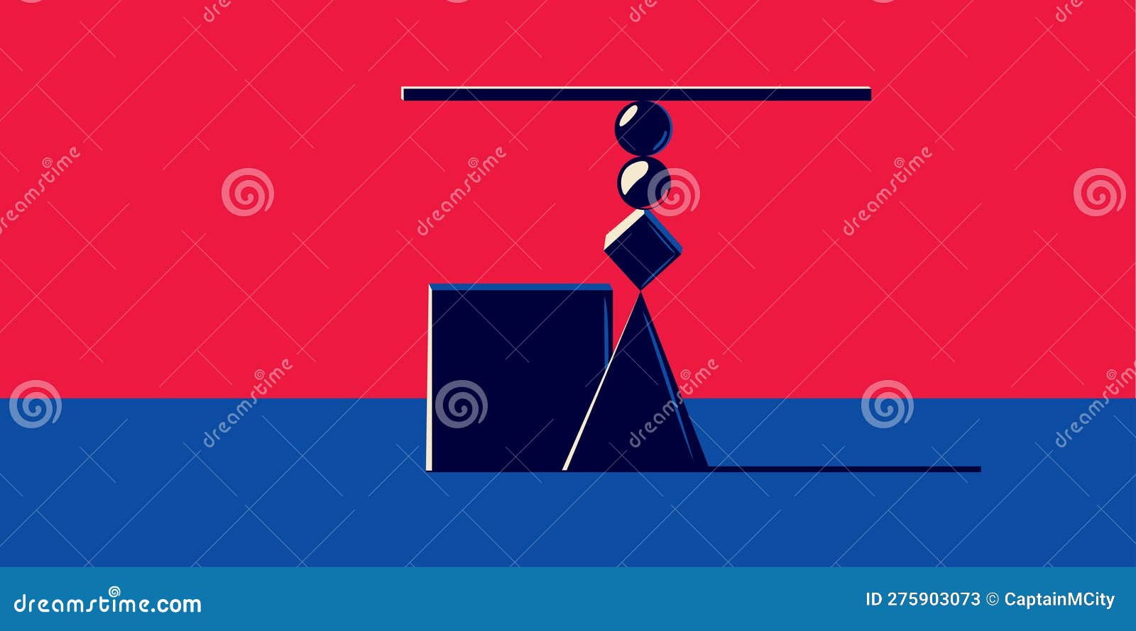 Various Geometric Shapes on a Red Background. Balance Concept Stock ...