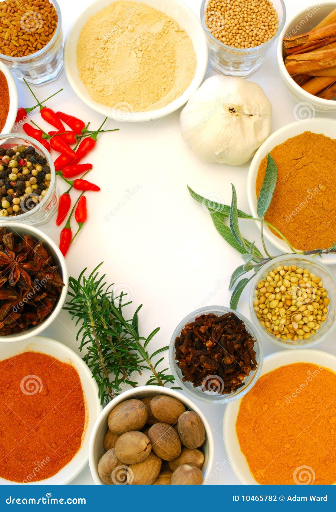 Various Ground and Whole Spice Stock Photo Image of leaf, chilli