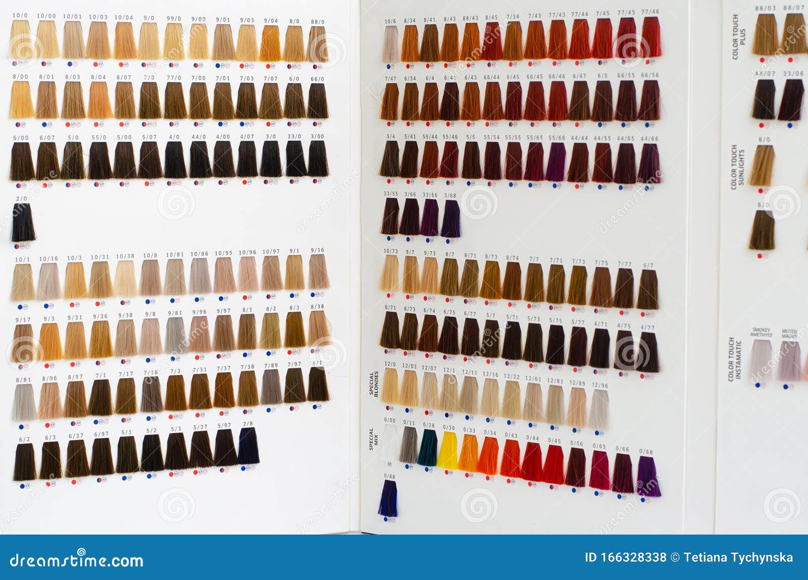 Various Hair Dye Sample Chart. Hair Coloristic Stock Photo - Image of  colorful, salon: 166328338