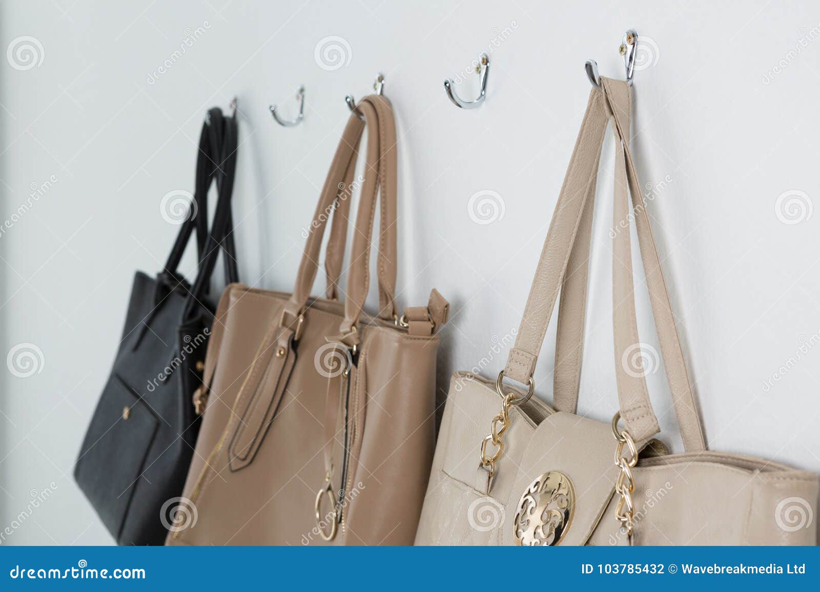 Various Handbags Hanging on Hook Stock Photo Image of hanging, shot